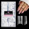 UNA GELLA Short Almond Gel Nail Tips: 504PCS Acylic Nail Tips Almond Shape Extra Short Pre Etched Half Cover 12sizes Salon Quality Soft Press On Nails DIY for Home Nails Extension(D-Medium Square Half)