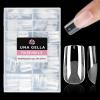 UNA GELLA Short Almond Nail Tips, 312pcs Short Almond Gel Nail Tips Shape Pre Etched Press On Nails Clear Acrylic Fake Nails No C Curve for Full Cover Nails Extension Home Art DIY Salon 12 Sizes(A01-Medium Square Full)