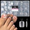 UNA GELLA Short Almond Nail Tips, 312pcs Short Almond Gel Nail Tips Shape Pre Etched Press On Nails Clear Acrylic Fake Nails No C Curve for Full Cover Nails Extension Home Art DIY Salon 12 Sizes(A05-Square Round Toe)