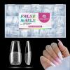 UNA GELLA Short Almond Nail Tips, 312pcs Short Almond Gel Nail Tips Shape Pre Etched Press On Nails Clear Acrylic Fake Nails No C Curve for Full Cover Nails Extension Home Art DIY Salon 12 Sizes(Medium Coffin)