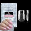 UNA GELLA Short Almond Nail Tips, 312pcs Short Almond Gel Nail Tips Shape Pre Etched Press On Nails Clear Acrylic Fake Nails No C Curve for Full Cover Nails Extension Home Art DIY Salon 12 Sizes(B- Short Sqaure Half Matte)