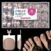 UNA GELLA X-Soft Gel Toe Nail Tips 330Pcs Brown French Press On Toenails Full Cover Square Round Toe Nail Press Ons Short Fake Acrylic Press On Toe Nails for Women Wide Big Nail Extensions 15 Sizes(A1-Natural Brown Square)