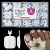 UNA GELLA X-Soft Gel Toe Nail Tips 330Pcs Brown French Press On Toenails Full Cover Square Round Toe Nail Press Ons Short Fake Acrylic Press On Toe Nails for Women Wide Big Nail Extensions 15 Sizes(A1-Pure White)