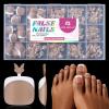 UNA GELLA X-Soft Gel Toe Nail Tips 330Pcs Brown French Press On Toenails Full Cover Square Round Toe Nail Press Ons Short Fake Acrylic Press On Toe Nails for Women Wide Big Nail Extensions 15 Sizes(B-Squavol Brown)