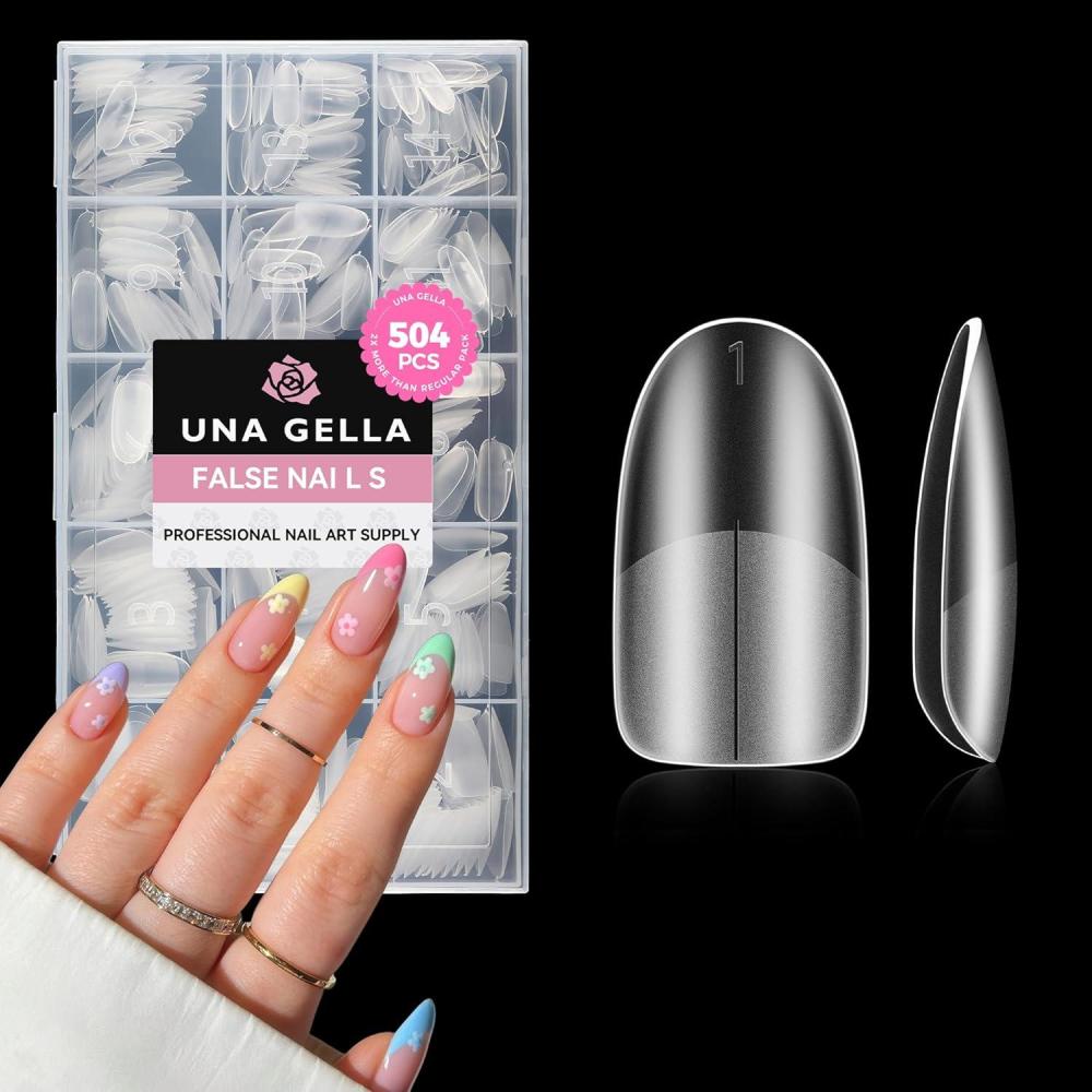 imageUNA GELLA Medium Oval Fake Nails Tips 504Pcs No C Curve Oval Nail Tips PreShaped No Filed Inner ampamp Surface Full Matte Round Gel Nail Tips for Nail Extension Art DIY Salon 15 Sizes