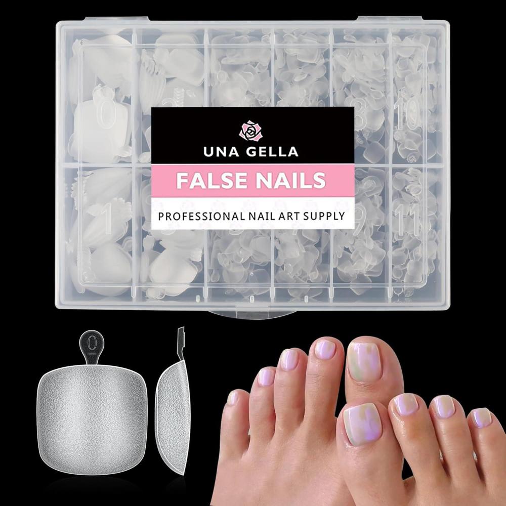 imageUNA GELLA Toe Nail Tips 504Pcs Short Square False Soft Gel Full Cover Fake Toe Nails Matte Toe Nails 12 Sizes Preshape Fake Toenails Gel Toe Nail Tips For Nail Extension Home DIY Nail Salon