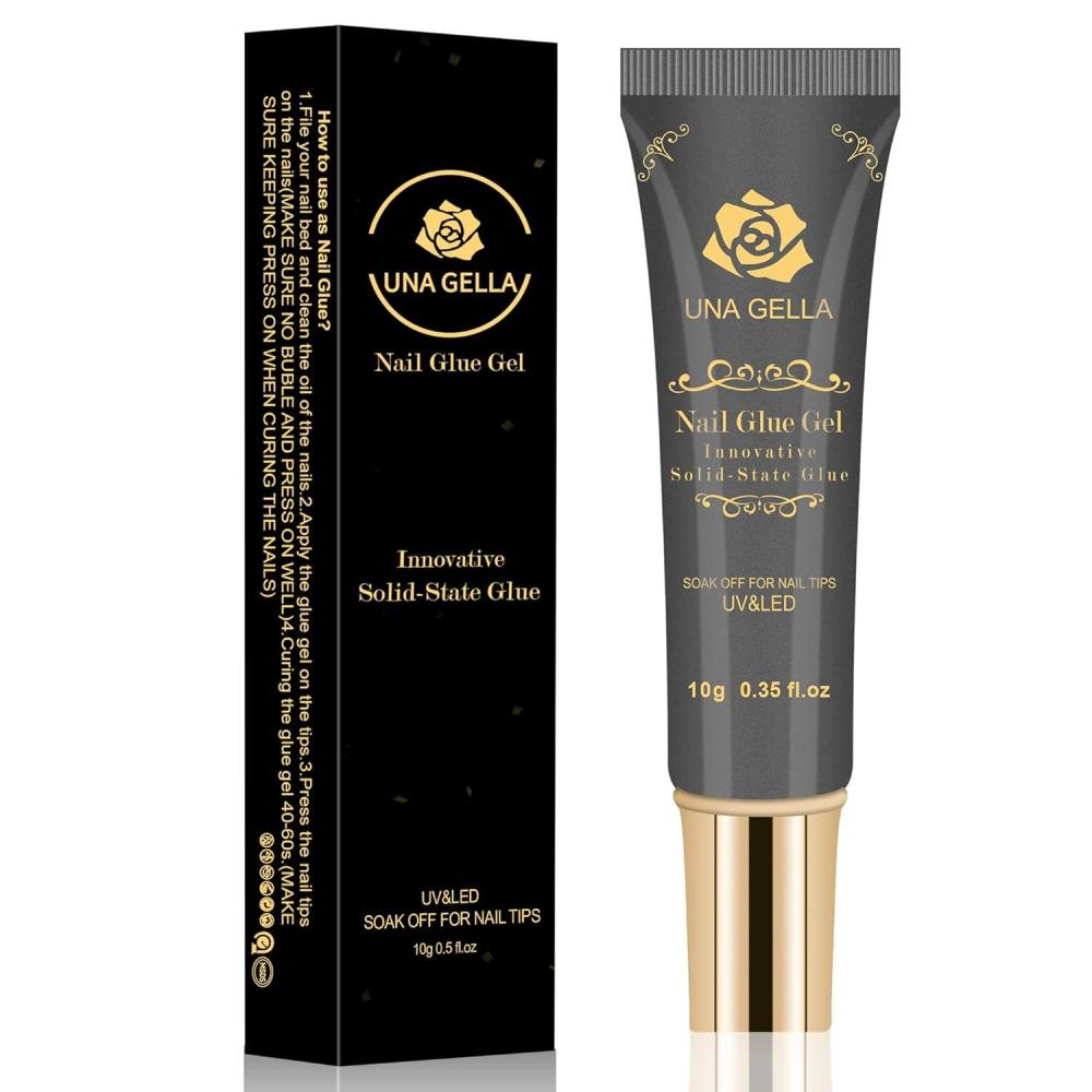 imageUNA GELLA Solid Nail Glue Gel Soft Gel Nail Tips 10ml Lamp Curing Needed Soak Off Glue Super Strong Nail G lue G el for Acrylic Nails For Nail Extensions for Jelly Tips