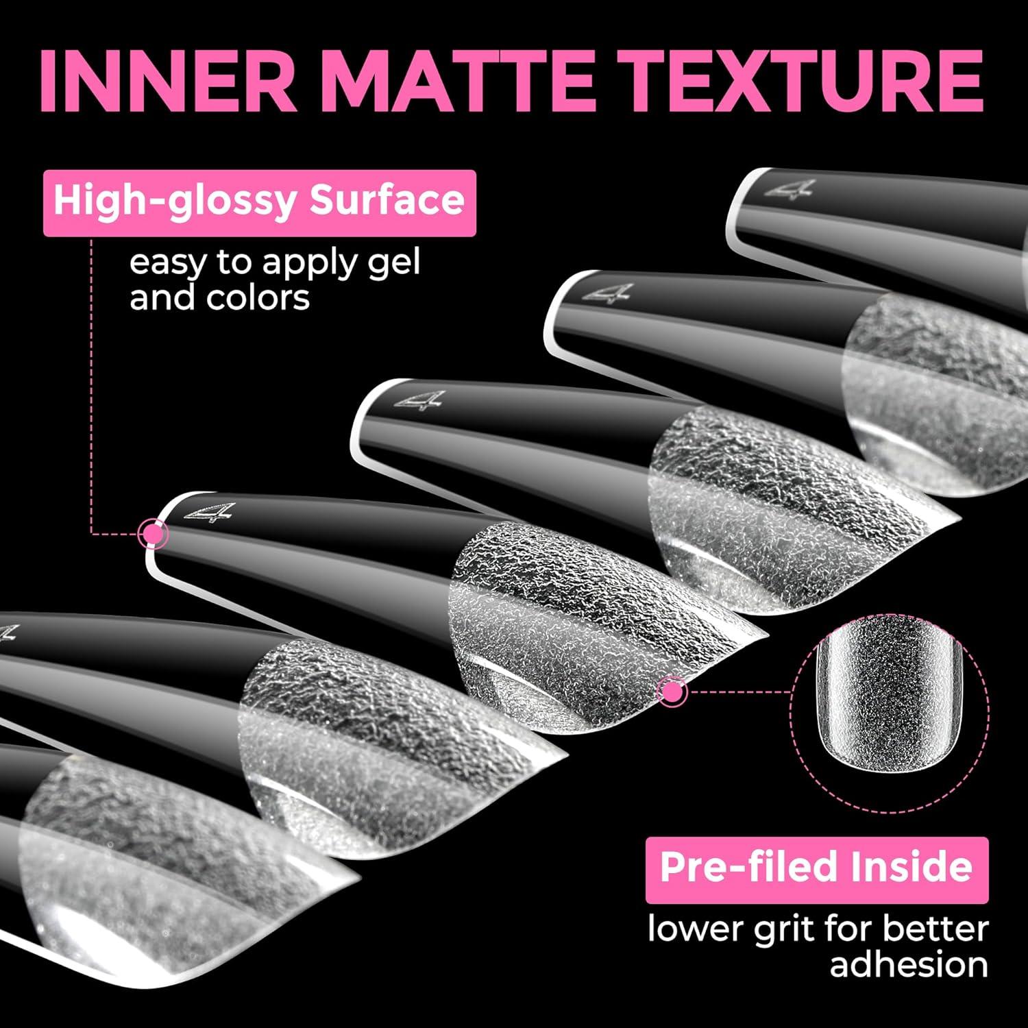 imageUNA GELLA 9 in 1 Gel Nail Glue for Clear Acrylic Nails Tips 2Pcs 10ml Long Lasting Super Strong Brush on Nail Gel Glue for False Press on Nails Tips Base Blooming Gel U V Light RequiredLong Coffin Nail Tips 216pcs