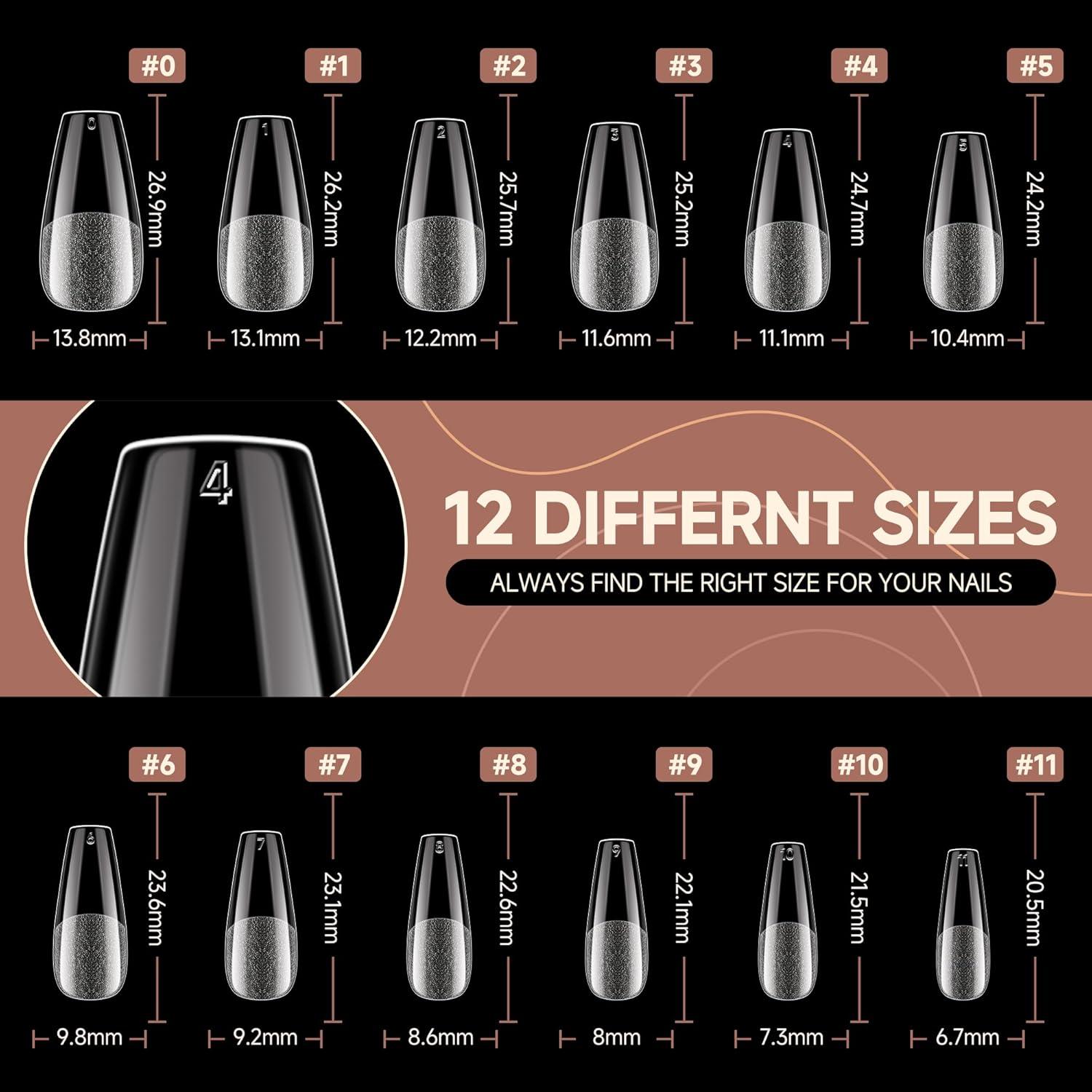 imageUNA GELLA 9 in 1 Gel Nail Glue for Clear Acrylic Nails Tips 2Pcs 10ml Long Lasting Super Strong Brush on Nail Gel Glue for False Press on Nails Tips Base Blooming Gel U V Light RequiredMedium Coffin Nail Tips 216pcs