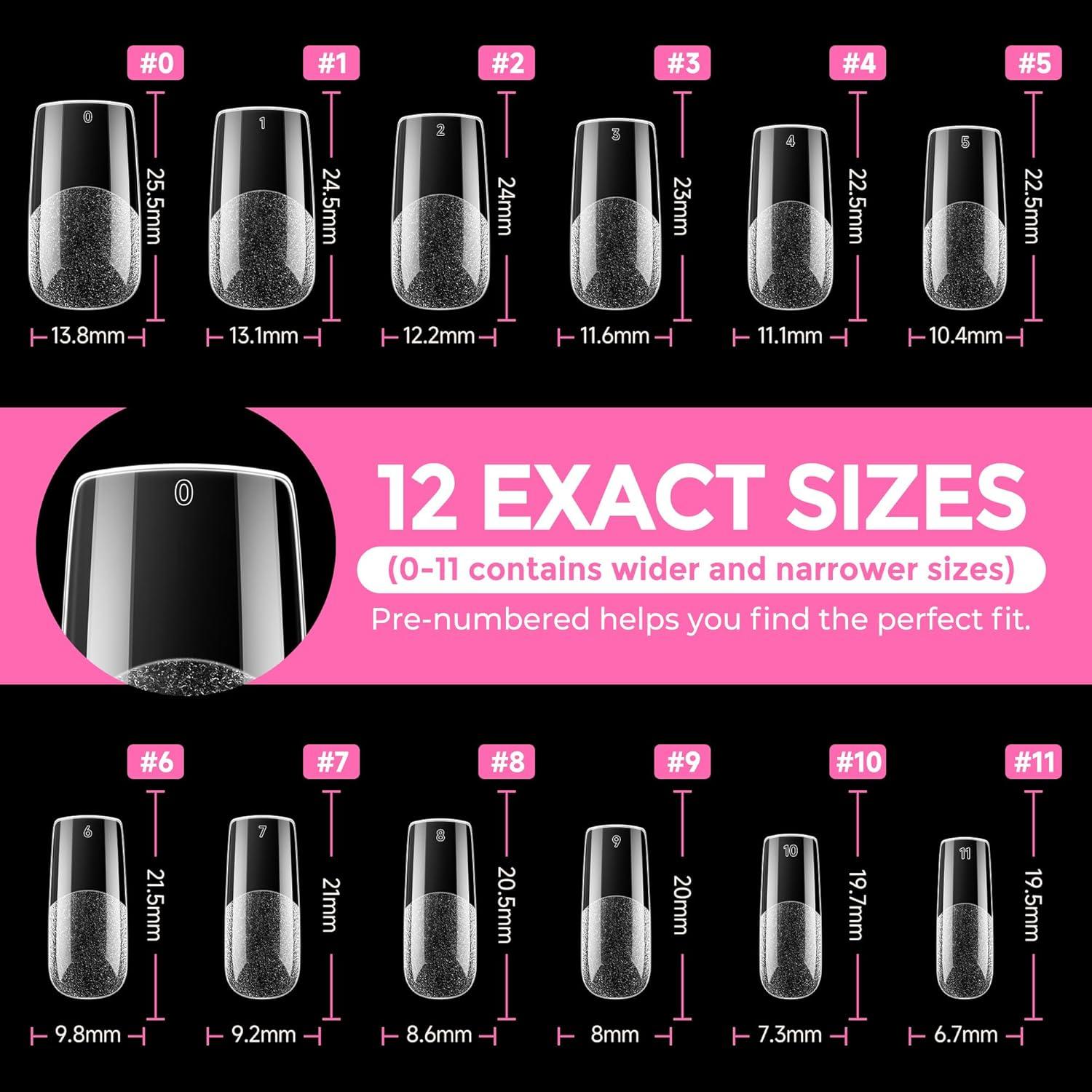 imageUNA GELLA 9 in 1 Gel Nail Glue for Clear Acrylic Nails Tips 2Pcs 10ml Long Lasting Super Strong Brush on Nail Gel Glue for False Press on Nails Tips Base Blooming Gel U V Light RequiredMedium Square Nail Tips 216pcs