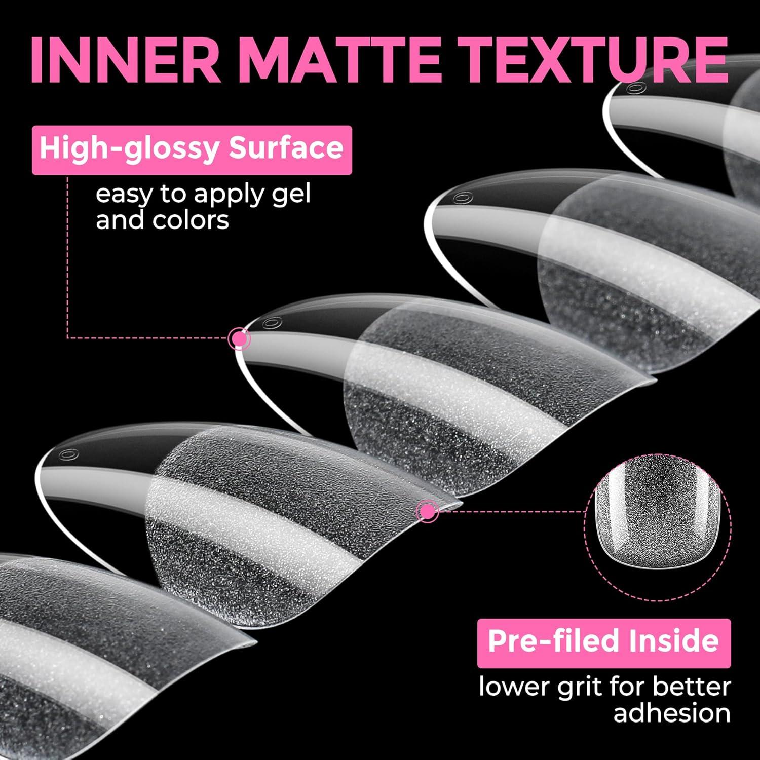 imageUNA GELLA 9 in 1 Gel Nail Glue for Clear Acrylic Nails Tips 2Pcs 10ml Long Lasting Super Strong Brush on Nail Gel Glue for False Press on Nails Tips Base Blooming Gel U V Light RequiredMedium Oval Nail Tips 216pcs