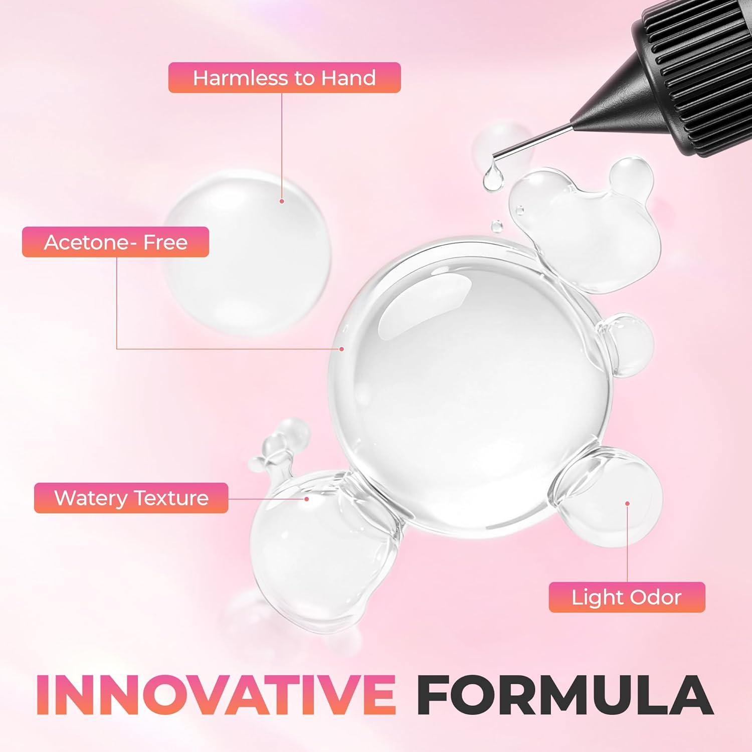 imageUNA GELLA 9 in 1 Gel Nail Glue for Clear Acrylic Nails Tips 2Pcs 10ml Long Lasting Super Strong Brush on Nail Gel Glue for False Press on Nails Tips Base Blooming Gel U V Light RequiredNail Glue Remover 2ps