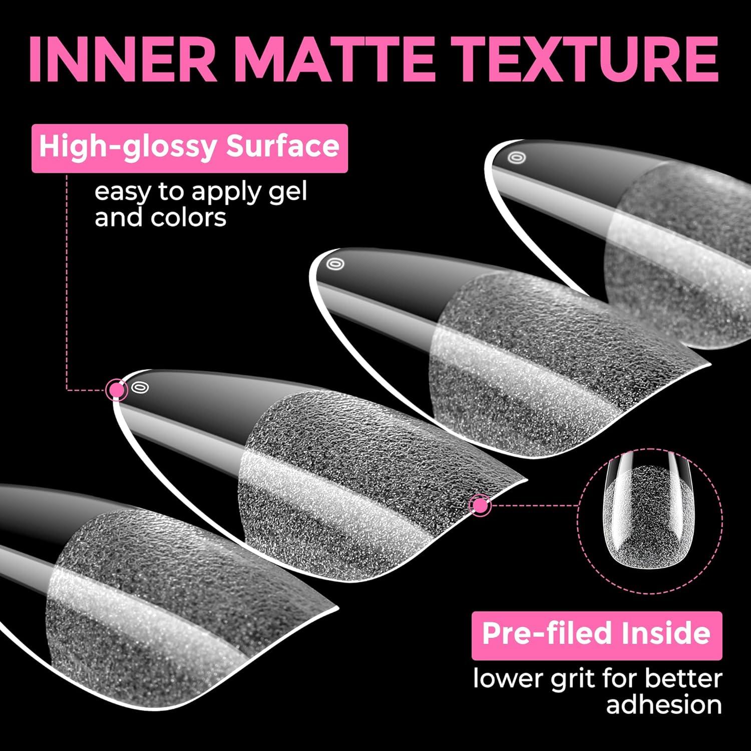 imageUNA GELLA 9 in 1 Gel Nail Glue for Clear Acrylic Nails Tips 2Pcs 10ml Long Lasting Super Strong Brush on Nail Gel Glue for False Press on Nails Tips Base Blooming Gel U V Light RequiredBMedium Almond