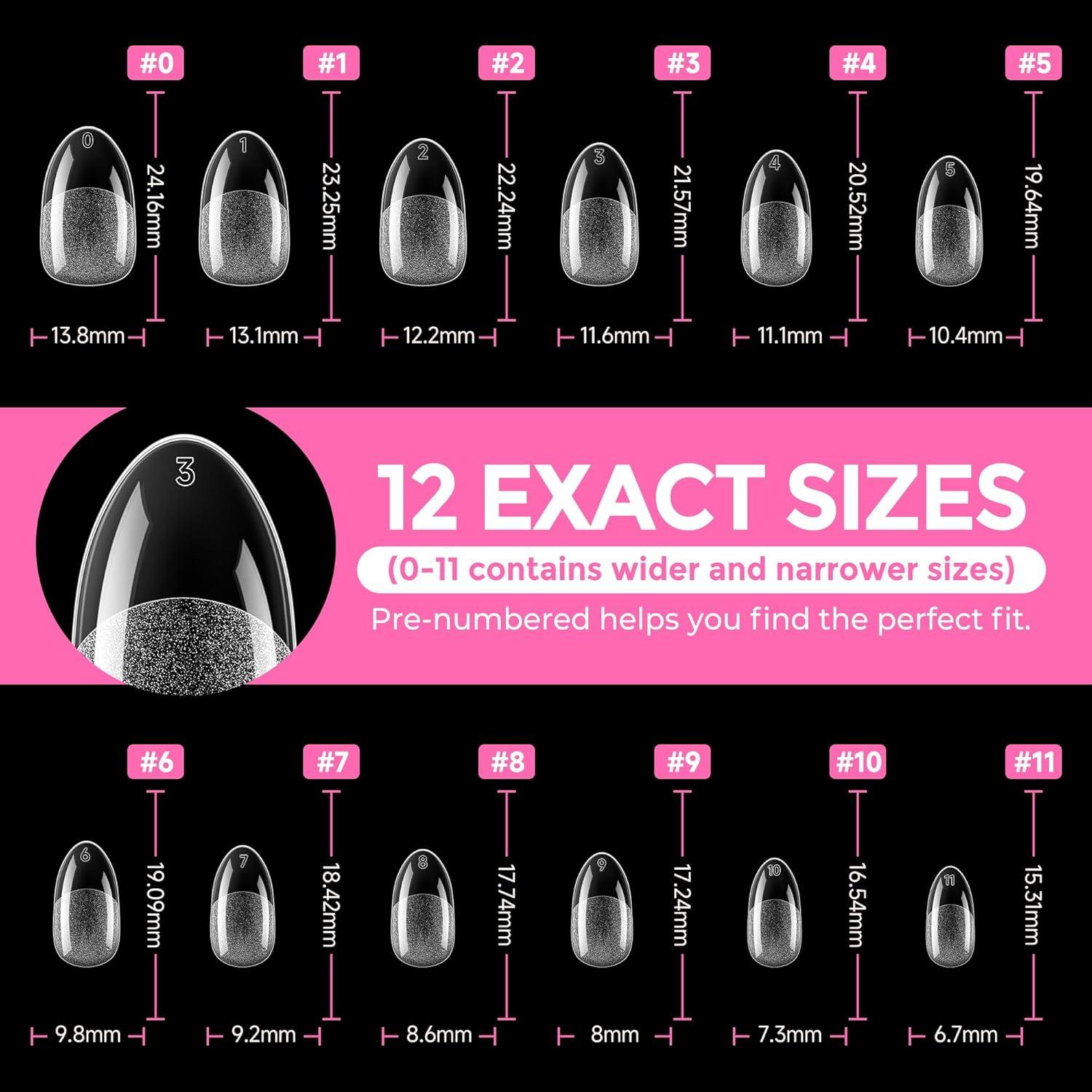 imageUNA GELLA 9 in 1 Gel Nail Glue for Clear Acrylic Nails Tips 2Pcs 10ml Long Lasting Super Strong Brush on Nail Gel Glue for False Press on Nails Tips Base Blooming Gel U V Light RequiredMedium Oval Nail Tips 216pcs