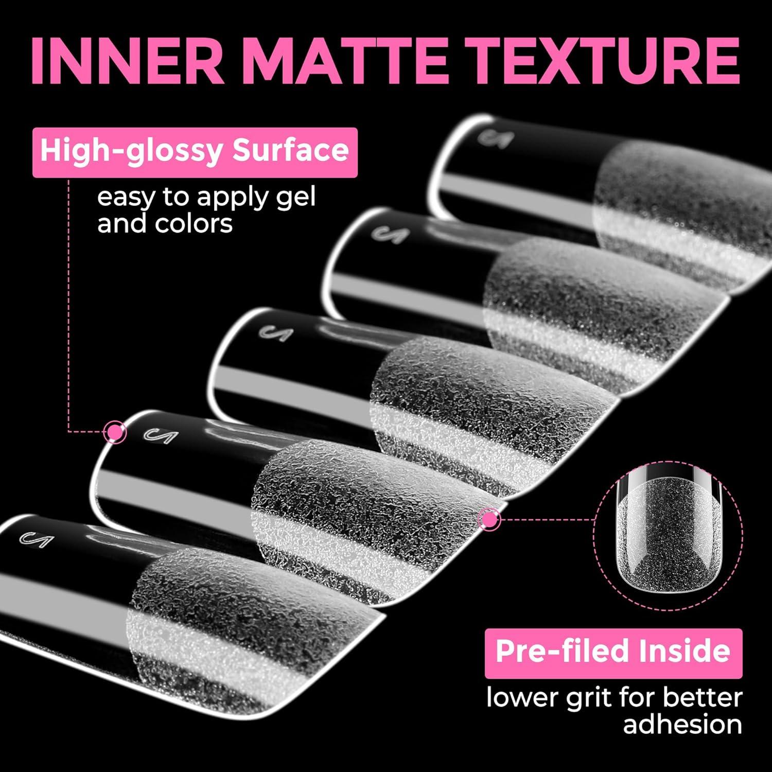 imageUNA GELLA 9 in 1 Gel Nail Glue for Clear Acrylic Nails Tips 2Pcs 10ml Long Lasting Super Strong Brush on Nail Gel Glue for False Press on Nails Tips Base Blooming Gel U V Light RequiredMedium Square Nail Tips 216pcs