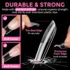 UNA GELLA 9 in 1 Gel Nail Glue for Clear Acrylic Nails Tips 2Pcs 10ml Long Lasting Super Strong Brush on Nail Gel Glue for False Press on Nails Tips Base Blooming Gel, U V Light Required(Medium Square Nail Tips 216pcs)