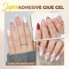 UNA GELLA 9 in 1 Gel Nail Glue for Clear Acrylic Nails Tips 2Pcs 10ml Long Lasting Super Strong Brush on Nail Gel Glue for False Press on Nails Tips Base Blooming Gel, U V Light Required(B-2Pcs 10ml Gel Nail Glue)