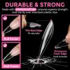UNA GELLA 9 in 1 Gel Nail Glue for Clear Acrylic Nails Tips 2Pcs 10ml Long Lasting Super Strong Brush on Nail Gel Glue for False Press on Nails Tips Base Blooming Gel, U V Light Required(Long Stiletto Nail Tips 216pcs)