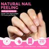 UNA GELLA 9 in 1 Gel Nail Glue for Clear Acrylic Nails Tips 2Pcs 10ml Long Lasting Super Strong Brush on Nail Gel Glue for False Press on Nails Tips Base Blooming Gel, U V Light Required(A-Short Almond)