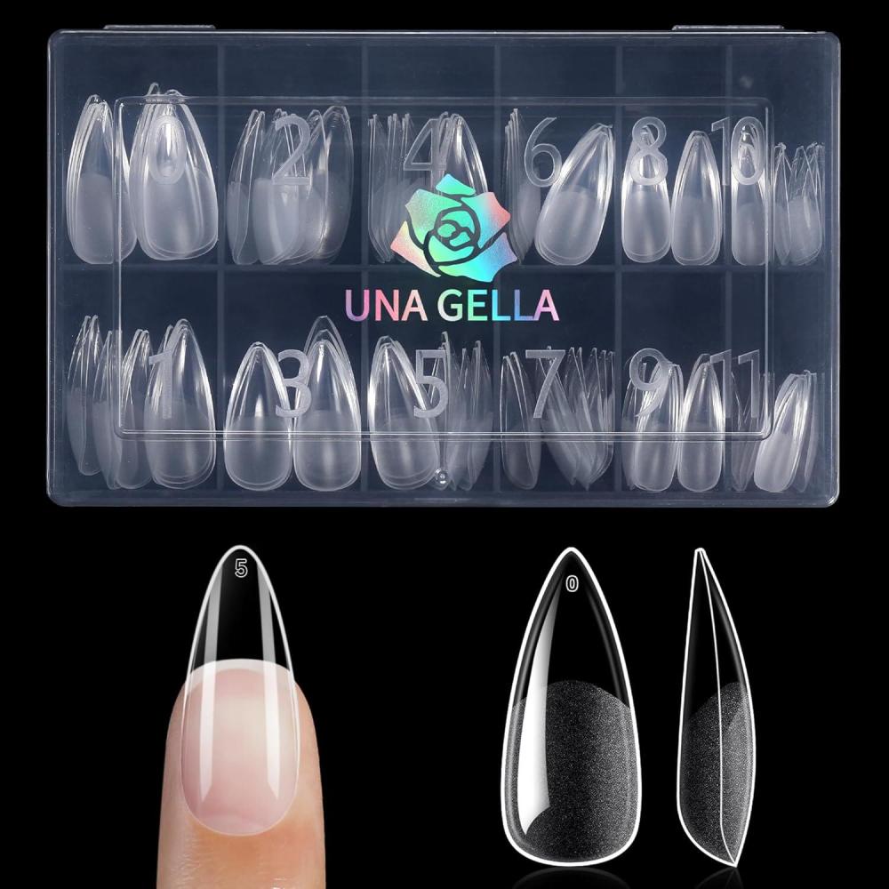 imageUNA GELLA 15ml Semi Solid Nail Glue Gel with 10ml Nail Glue Remover for Press On Nails Tips No Lamp Needed Super Strong Gel Nail Glue with 2 in 1 Acrylic Nails Remover Long Lasting Fake Nails KitD1Medium Stiletto