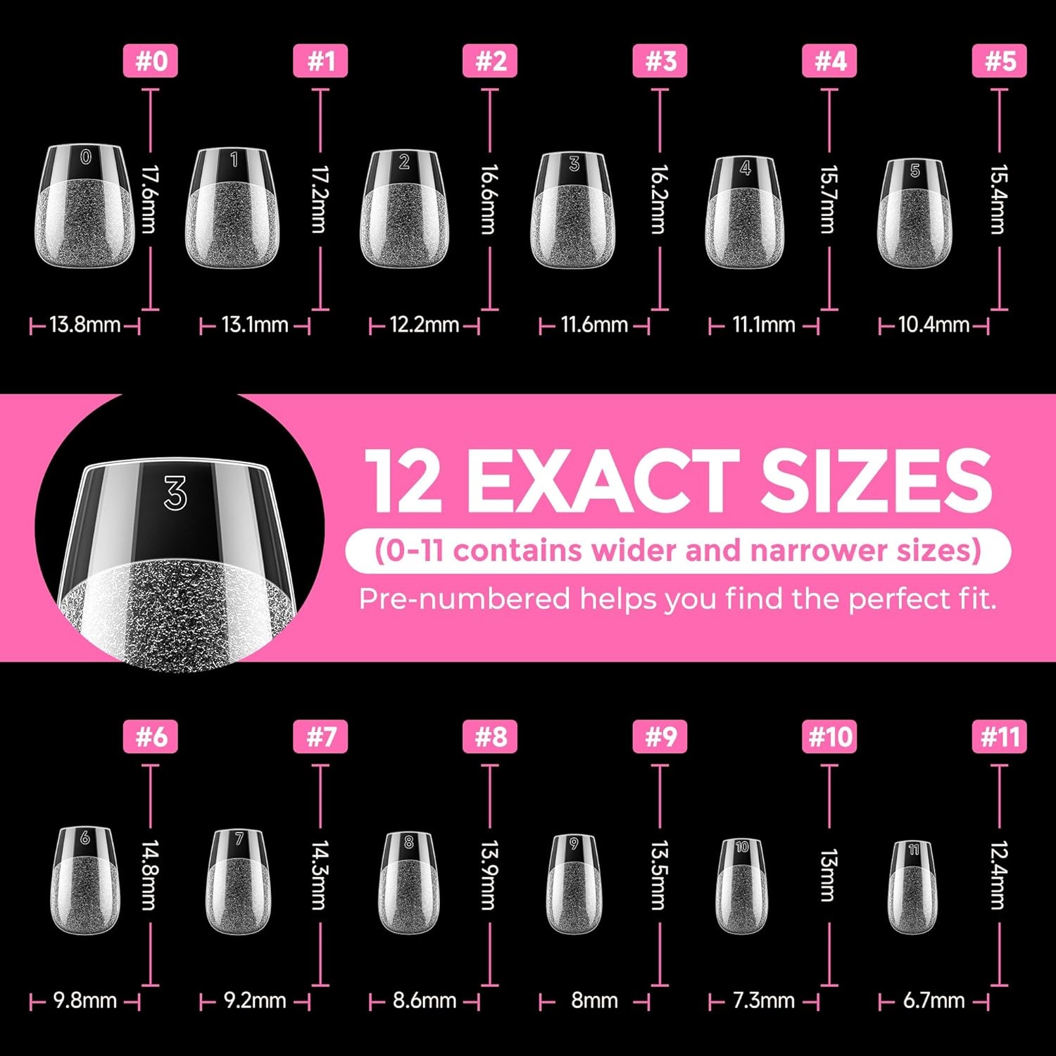 image:imageUNA GELLA Extra Short Sharp Square Nail Tips 216Pcs 12 Sizes Prebuffed Soft Gel Nail Tips Sharp Square Half Matte Full Cover Clear Fake Nails Extensions for DIY amp Salon Manicure Clear Press on NailsExtra Short Coffin Nail Tips 216pcs
