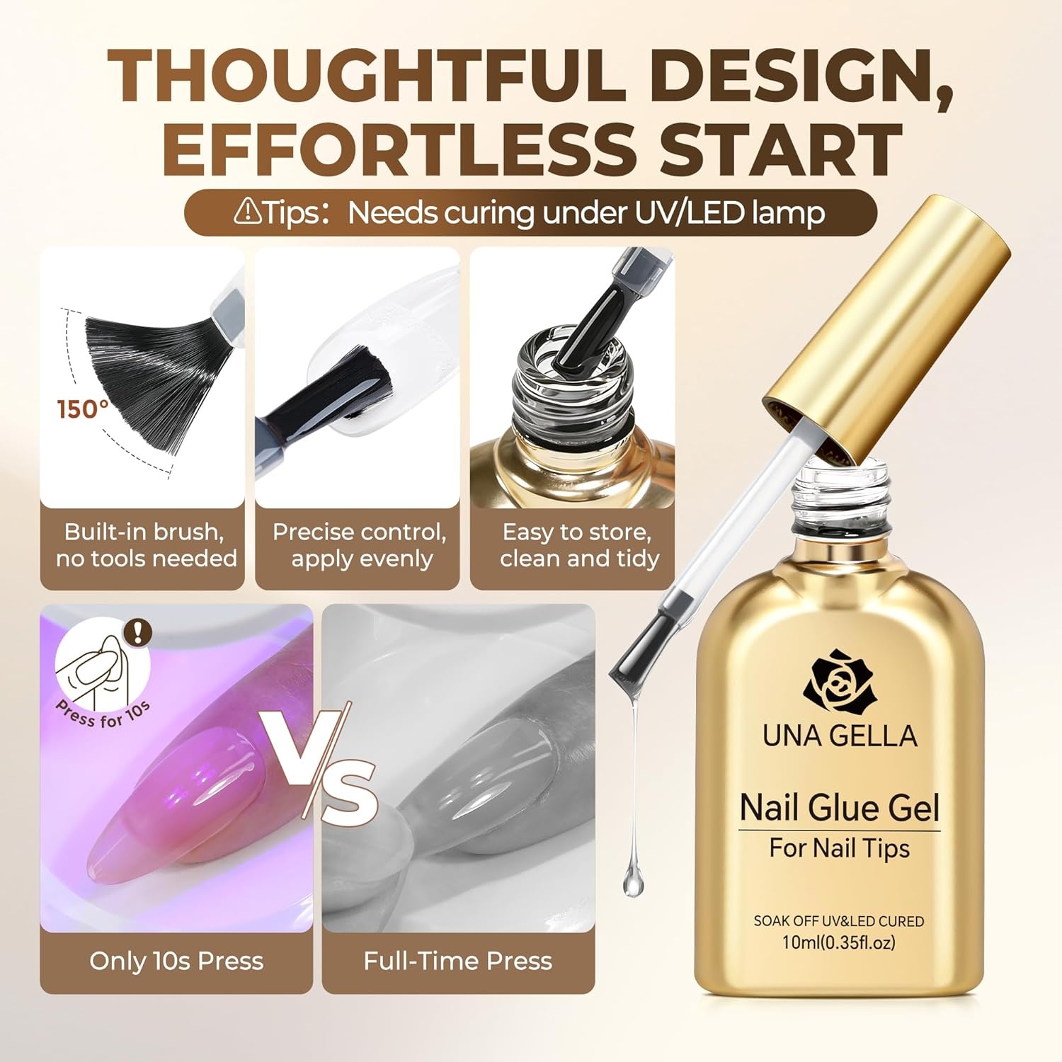 image:imageUNA GELLA Extra Short Sharp Square Nail Tips 216Pcs 12 Sizes Prebuffed Soft Gel Nail Tips Sharp Square Half Matte Full Cover Clear Fake Nails Extensions for DIY amp Salon Manicure Clear Press on NailsB2Pcs 10ml Gel Nail Glue