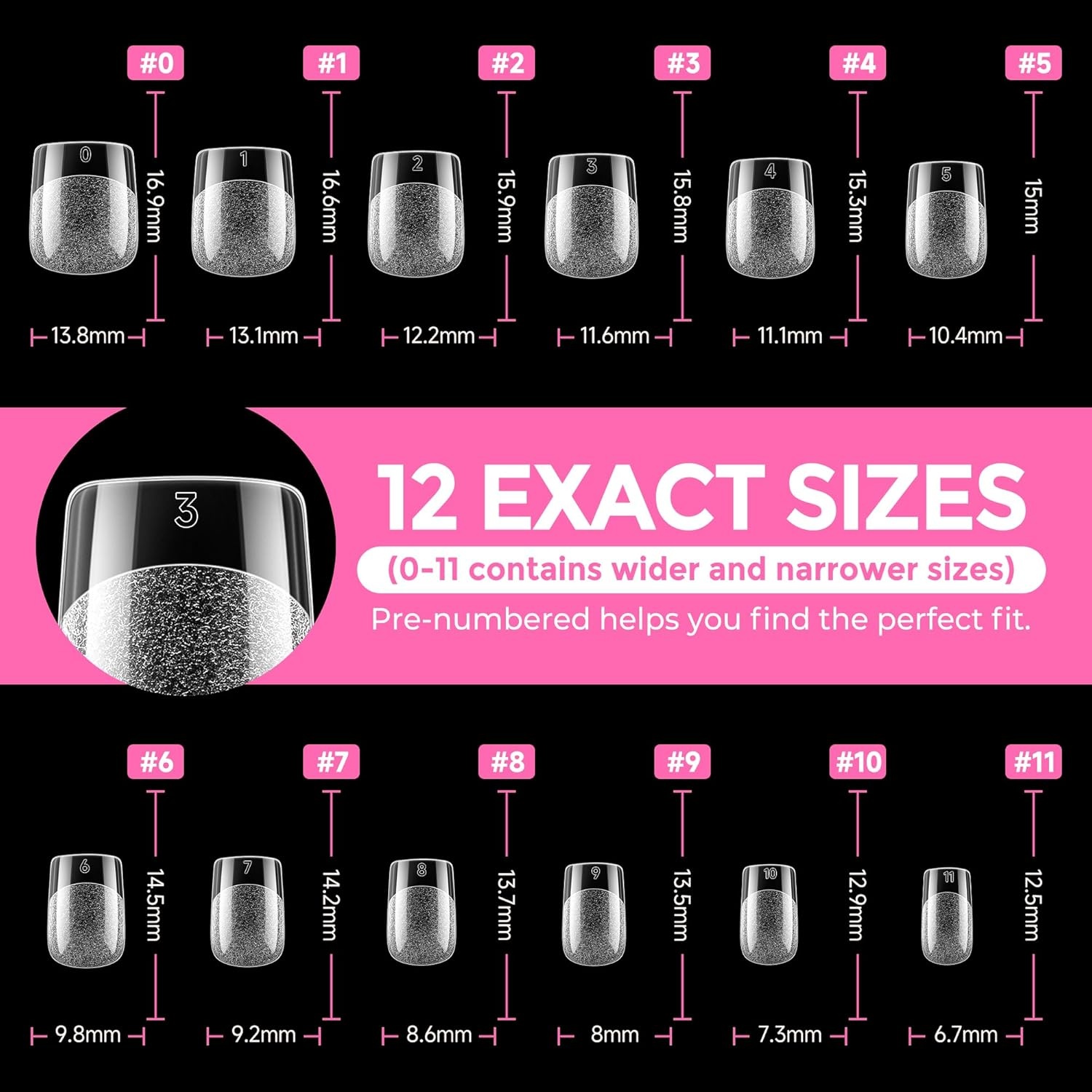 image:imageUNA GELLA Extra Short Sharp Square Nail Tips 216Pcs 12 Sizes Prebuffed Soft Gel Nail Tips Sharp Square Half Matte Full Cover Clear Fake Nails Extensions for DIY amp Salon Manicure Clear Press on NailsExtra Short Square Nail Tips 216pcs