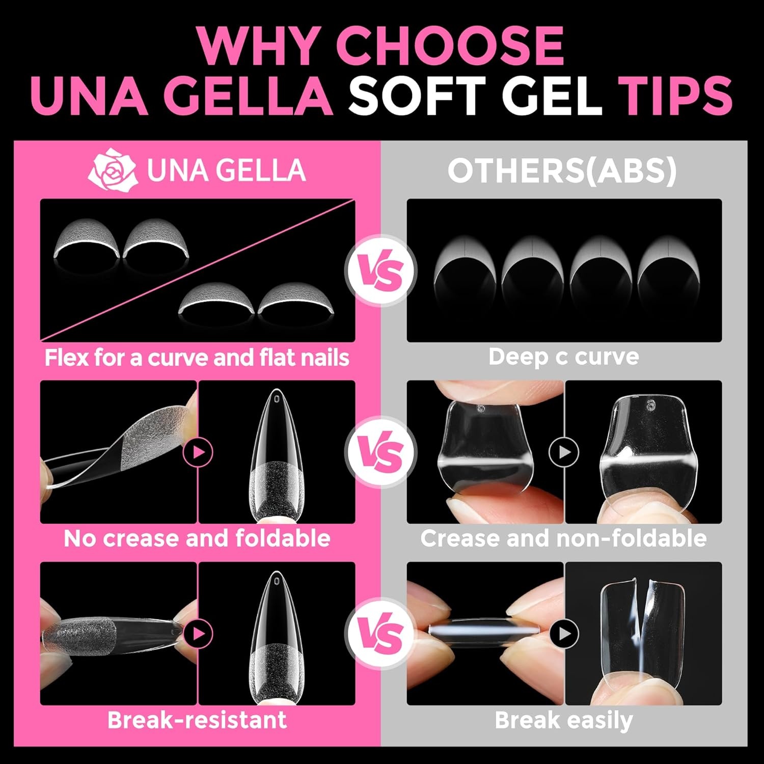image:imageUNA GELLA Extra Short Sharp Square Nail Tips 216Pcs 12 Sizes Prebuffed Soft Gel Nail Tips Sharp Square Half Matte Full Cover Clear Fake Nails Extensions for DIY amp Salon Manicure Clear Press on NailsLong Stiletto Nail Tips 216pcs
