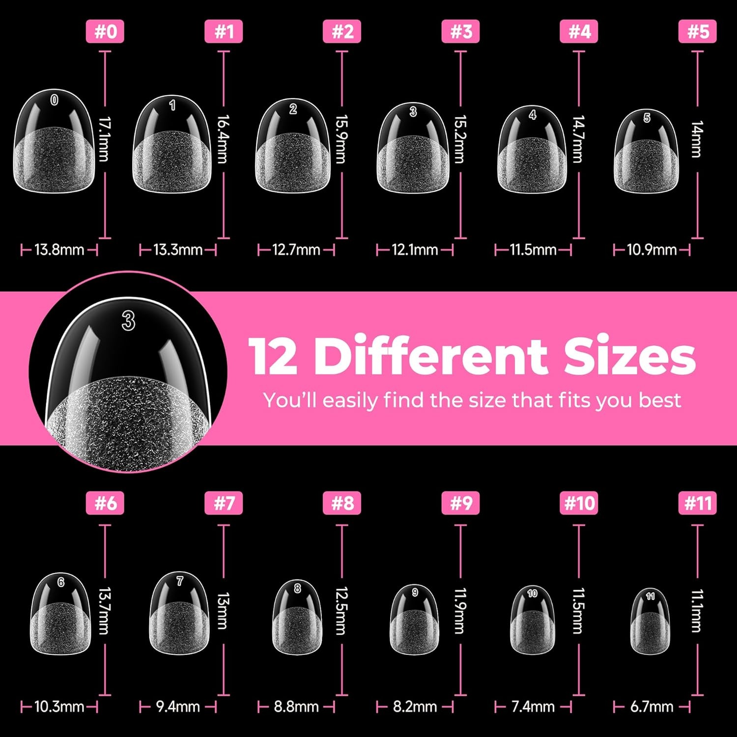 image:imageUNA GELLA Extra Short Sharp Square Nail Tips 216Pcs 12 Sizes Prebuffed Soft Gel Nail Tips Sharp Square Half Matte Full Cover Clear Fake Nails Extensions for DIY amp Salon Manicure Clear Press on NailsExtra Short Oval