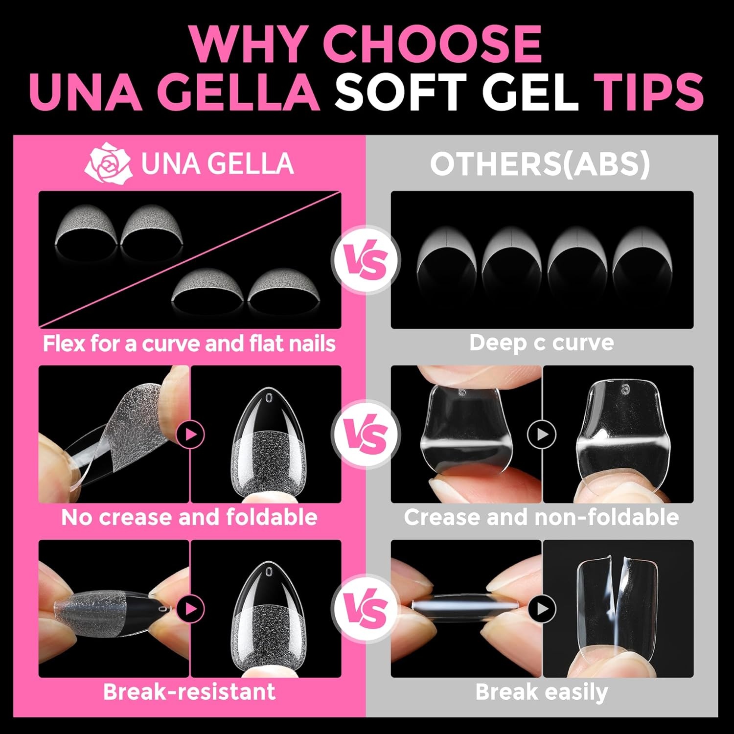 image:imageUNA GELLA Extra Short Sharp Square Nail Tips 216Pcs 12 Sizes Prebuffed Soft Gel Nail Tips Sharp Square Half Matte Full Cover Clear Fake Nails Extensions for DIY amp Salon Manicure Clear Press on NailsAShort Almond