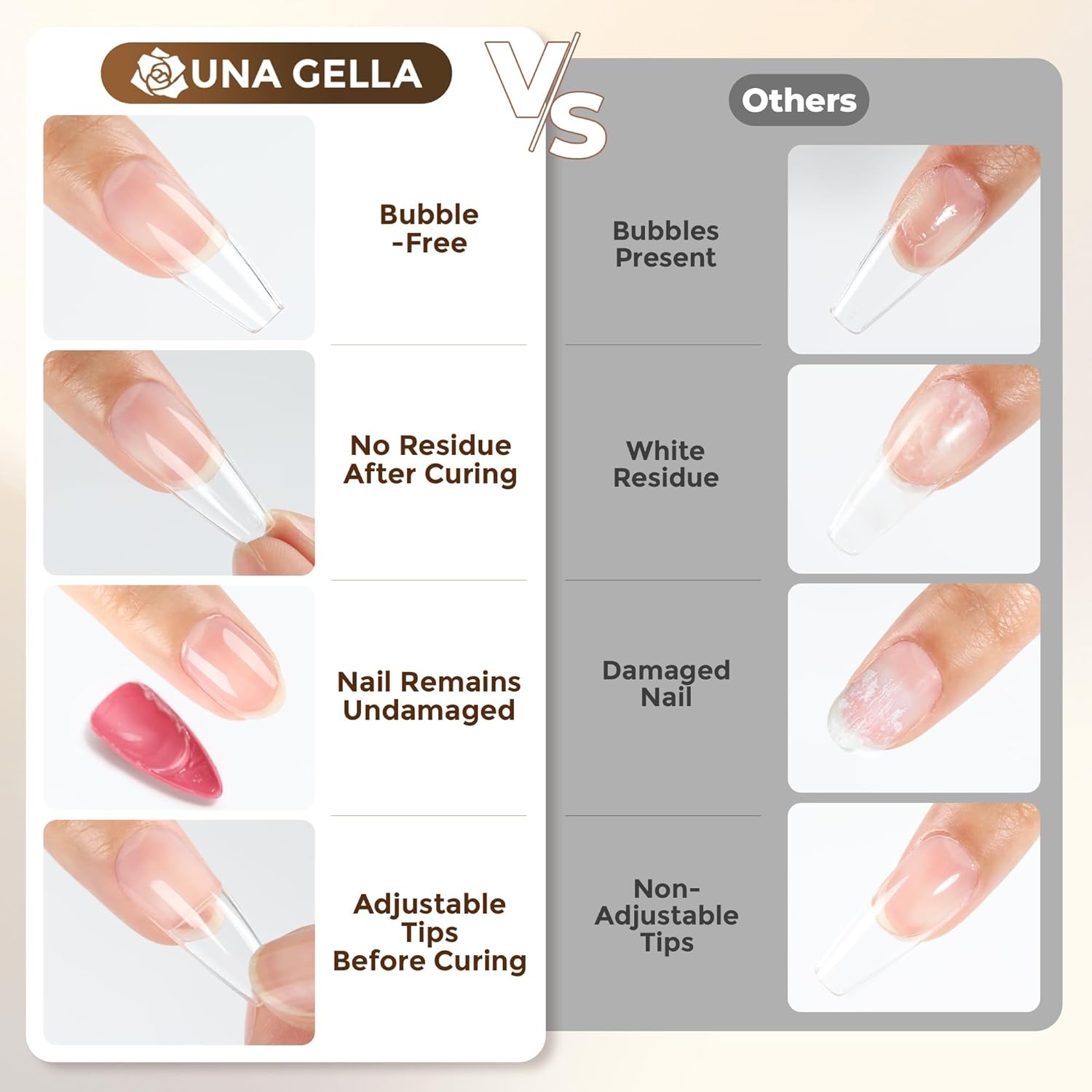 image:imageUNA GELLA Extra Short Sharp Square Nail Tips 216Pcs 12 Sizes Prebuffed Soft Gel Nail Tips Sharp Square Half Matte Full Cover Clear Fake Nails Extensions for DIY amp Salon Manicure Clear Press on NailsB2Pcs 10ml Gel Nail Glue