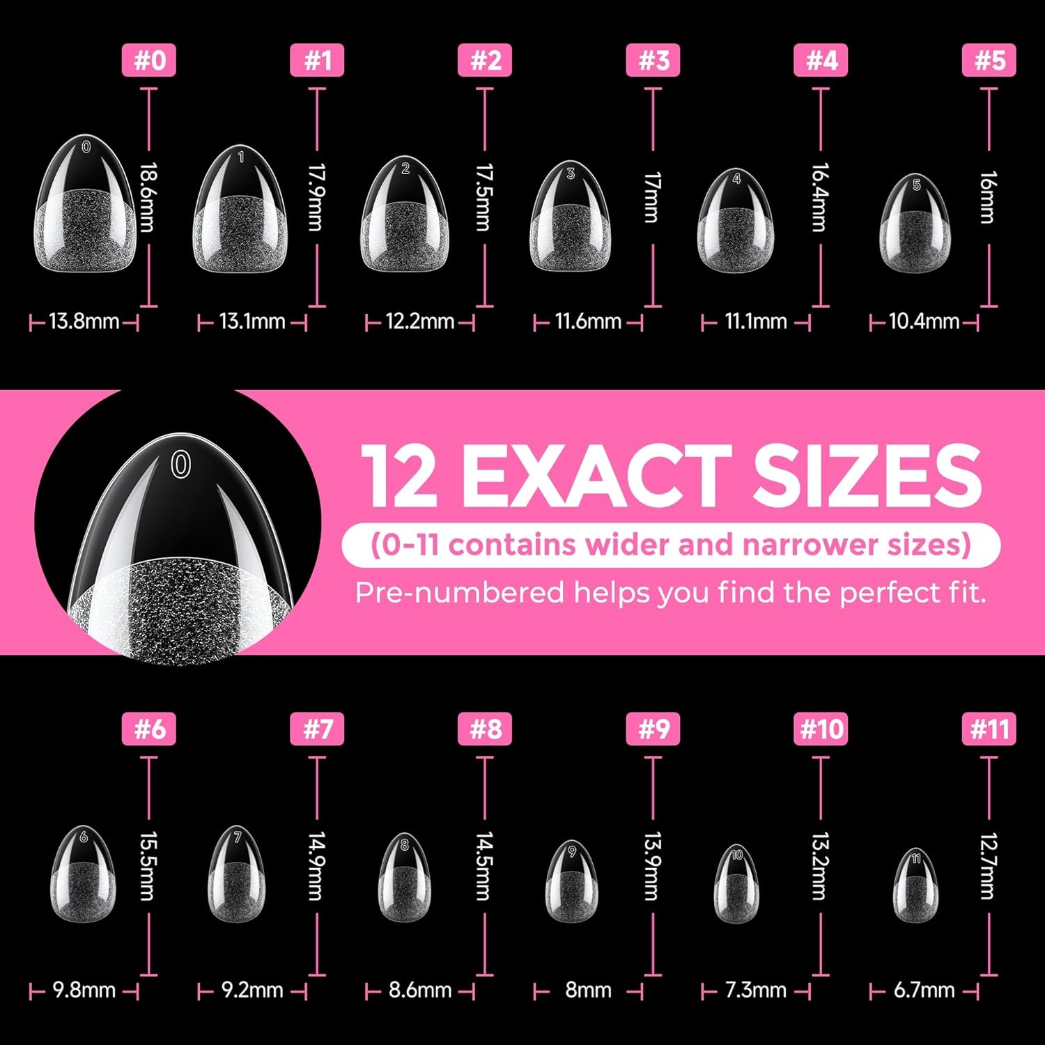image:imageUNA GELLA Extra Short Sharp Square Nail Tips 216Pcs 12 Sizes Prebuffed Soft Gel Nail Tips Sharp Square Half Matte Full Cover Clear Fake Nails Extensions for DIY amp Salon Manicure Clear Press on NailsExtra Short Almond Nail Tips 216pcs