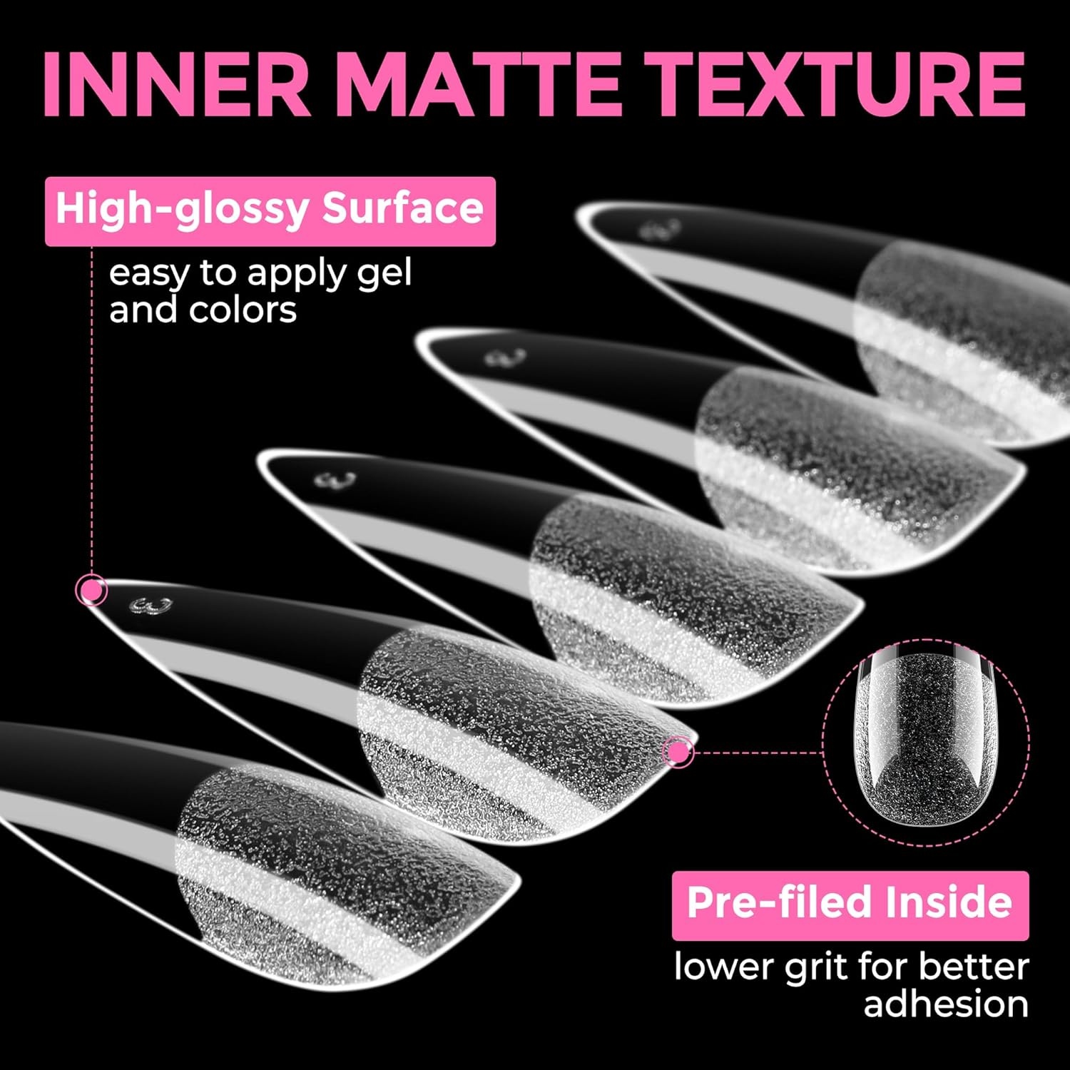 image:imageUNA GELLA Extra Short Sharp Square Nail Tips 216Pcs 12 Sizes Prebuffed Soft Gel Nail Tips Sharp Square Half Matte Full Cover Clear Fake Nails Extensions for DIY amp Salon Manicure Clear Press on NailsLong Stiletto Nail Tips 216pcs