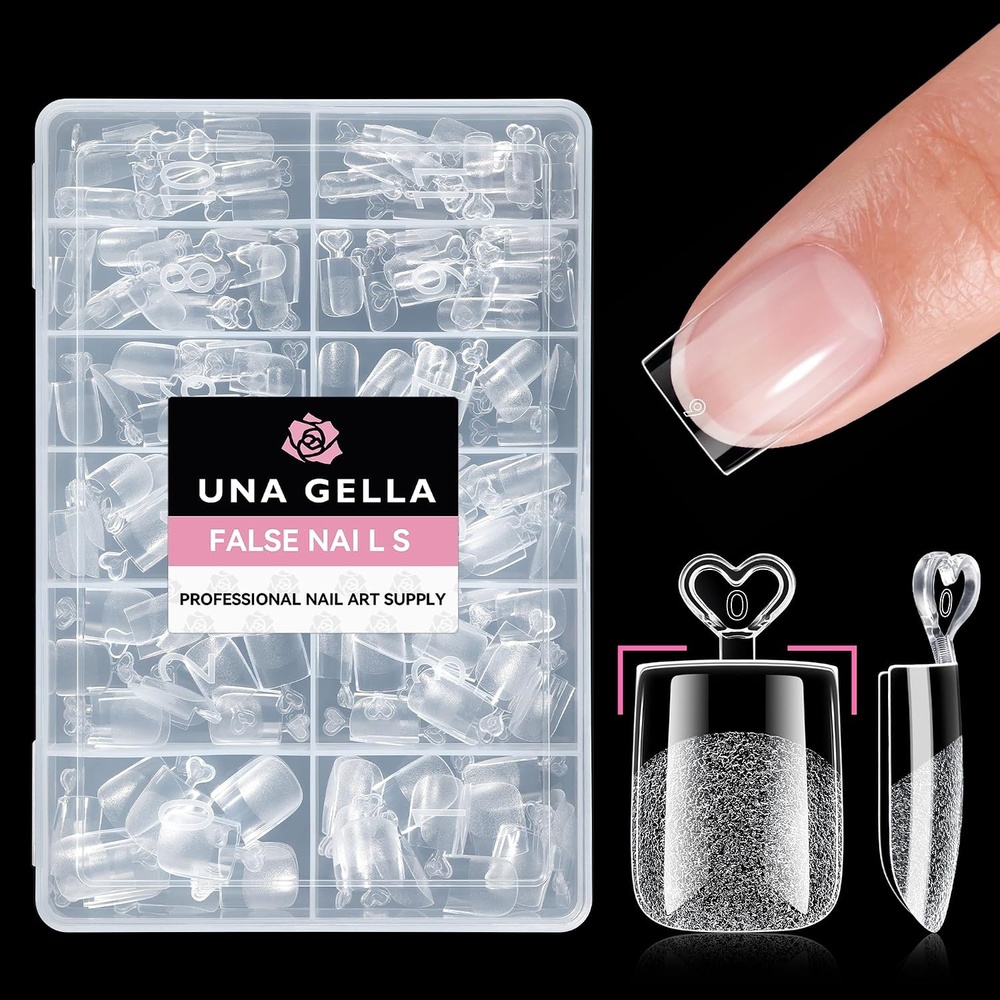 image:imageUNA GELLA Extra Short Sharp Square Nail Tips 216Pcs 12 Sizes Prebuffed Soft Gel Nail Tips Sharp Square Half Matte Full Cover Clear Fake Nails Extensions for DIY amp Salon Manicure Clear Press on NailsExtra Short Sharp Square