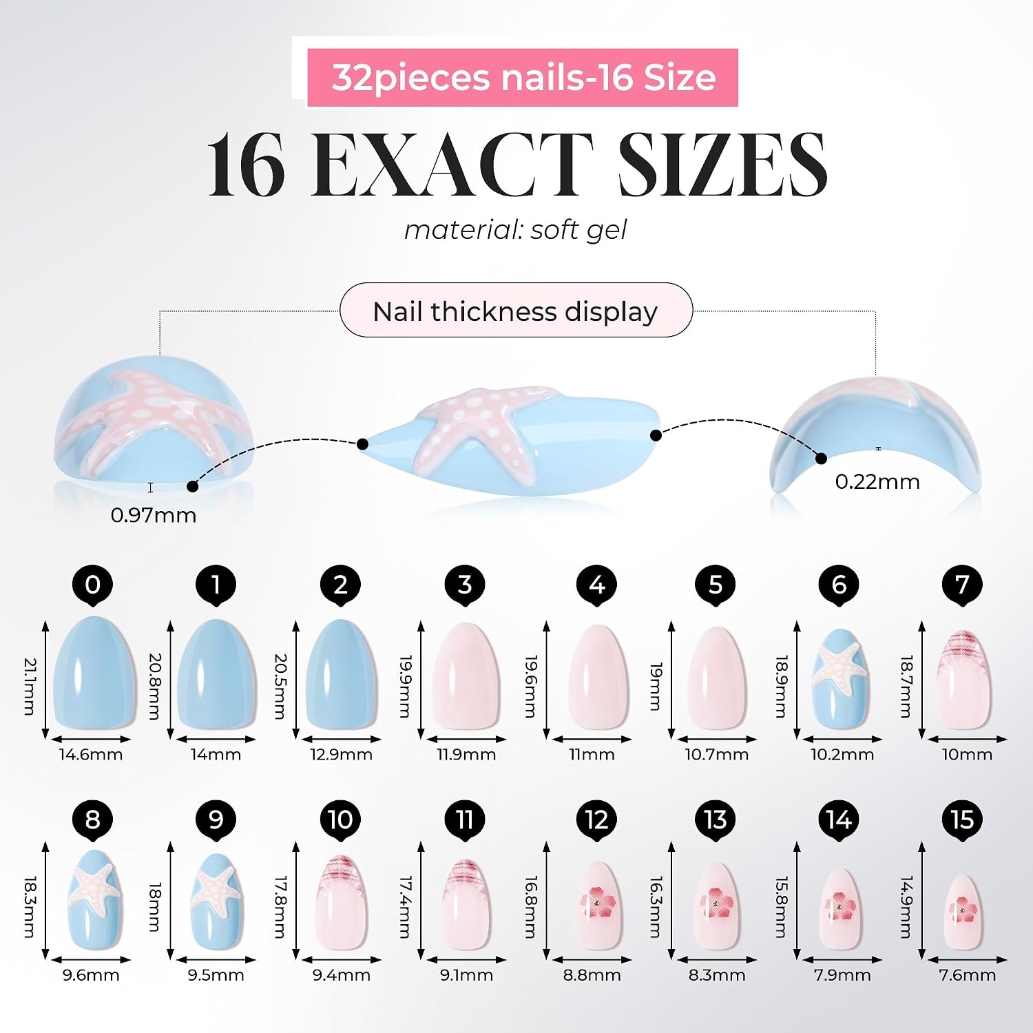 image:imageUNA GELLA Almond Press On Nails 32Pcs 16 Sizes Pastel Lilac Lavender Fake Nails with Glue and Adhesive Tabs Opaque Reusable Glue On Nails Kit for Women ManicureMermaidcore Dream