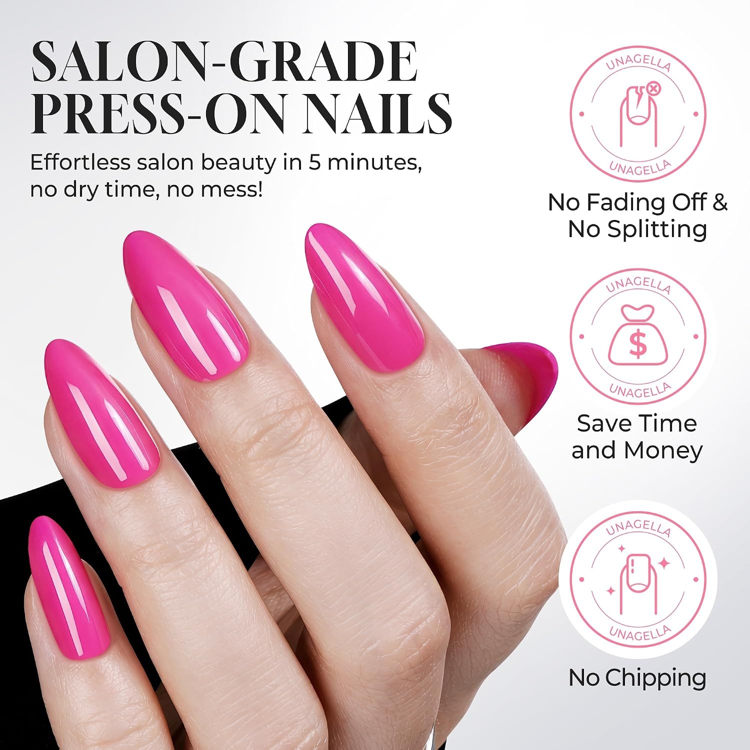 image:imageUNA GELLA Almond Press On Nails 32Pcs 16 Sizes Pastel Lilac Lavender Fake Nails with Glue and Adhesive Tabs Opaque Reusable Glue On Nails Kit for Women ManicureBarbie Glow