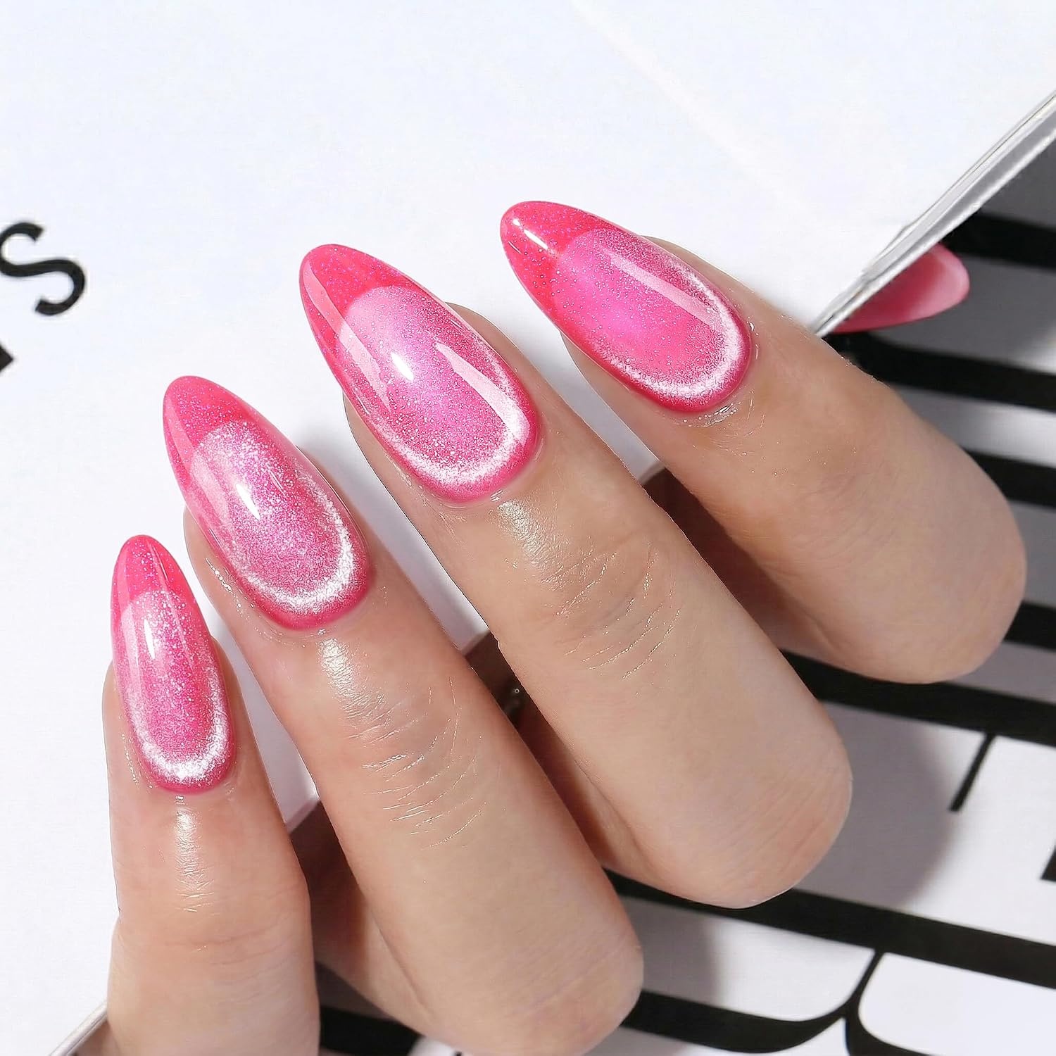 image:imageUNA GELLA Almond Press On Nails 32Pcs 16 Sizes Pastel Lilac Lavender Fake Nails with Glue and Adhesive Tabs Opaque Reusable Glue On Nails Kit for Women ManicurePink Velvet