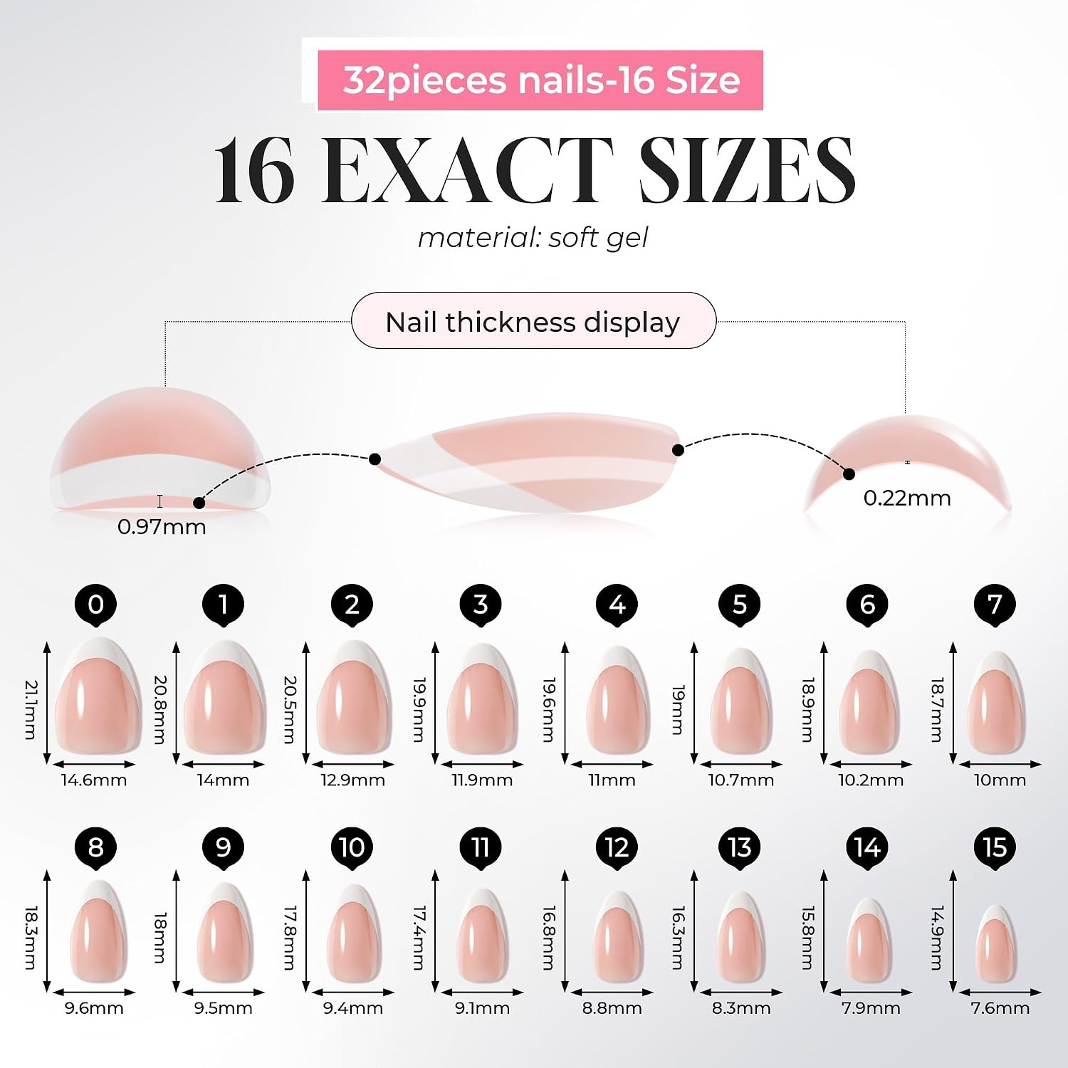 image:imageUNA GELLA Almond Press On Nails 32Pcs 16 Sizes Pastel Lilac Lavender Fake Nails with Glue and Adhesive Tabs Opaque Reusable Glue On Nails Kit for Women ManicureATimeless French