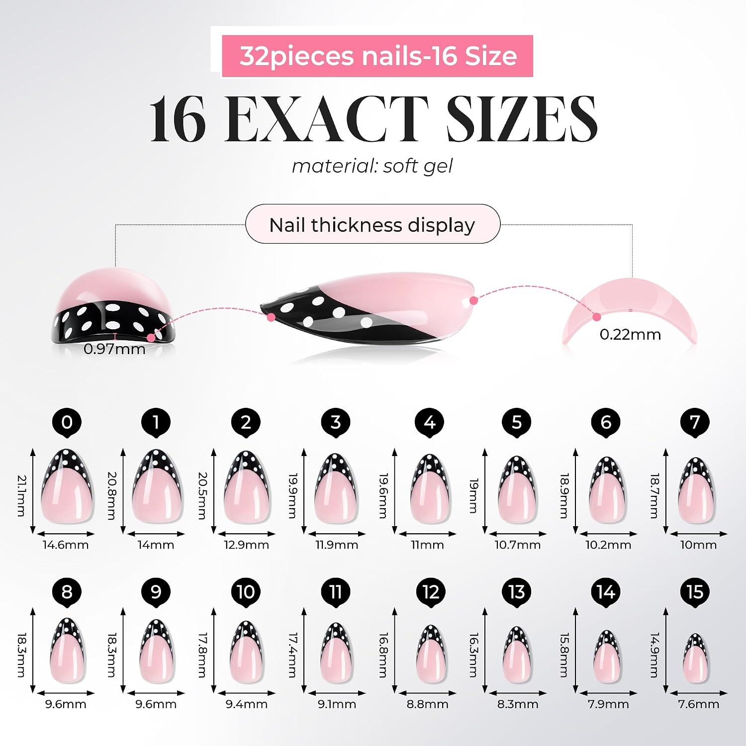 image:imageUNA GELLA Almond Press On Nails 32Pcs 16 Sizes Pastel Lilac Lavender Fake Nails with Glue and Adhesive Tabs Opaque Reusable Glue On Nails Kit for Women ManicureDancing Dots