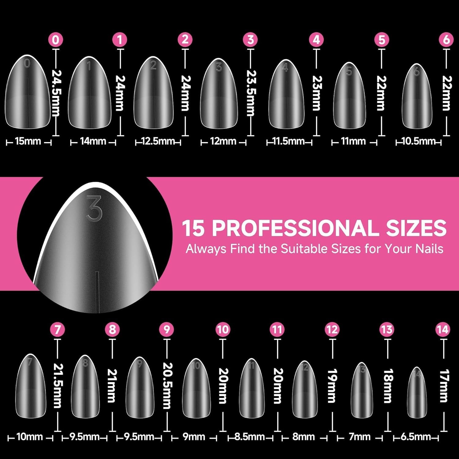 image:imageUNA GELLA Almond Press On Nails 32Pcs 16 Sizes Pastel Lilac Lavender Fake Nails with Glue and Adhesive Tabs Opaque Reusable Glue On Nails Kit for Women ManicureMediumAlmond