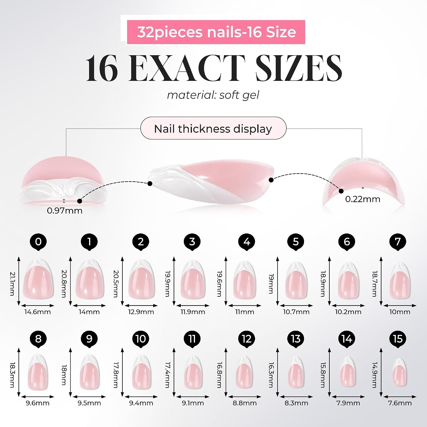 image:imageUNA GELLA Almond Press On Nails 32Pcs 16 Sizes Pastel Lilac Lavender Fake Nails with Glue and Adhesive Tabs Opaque Reusable Glue On Nails Kit for Women ManicureVanilla Swirl