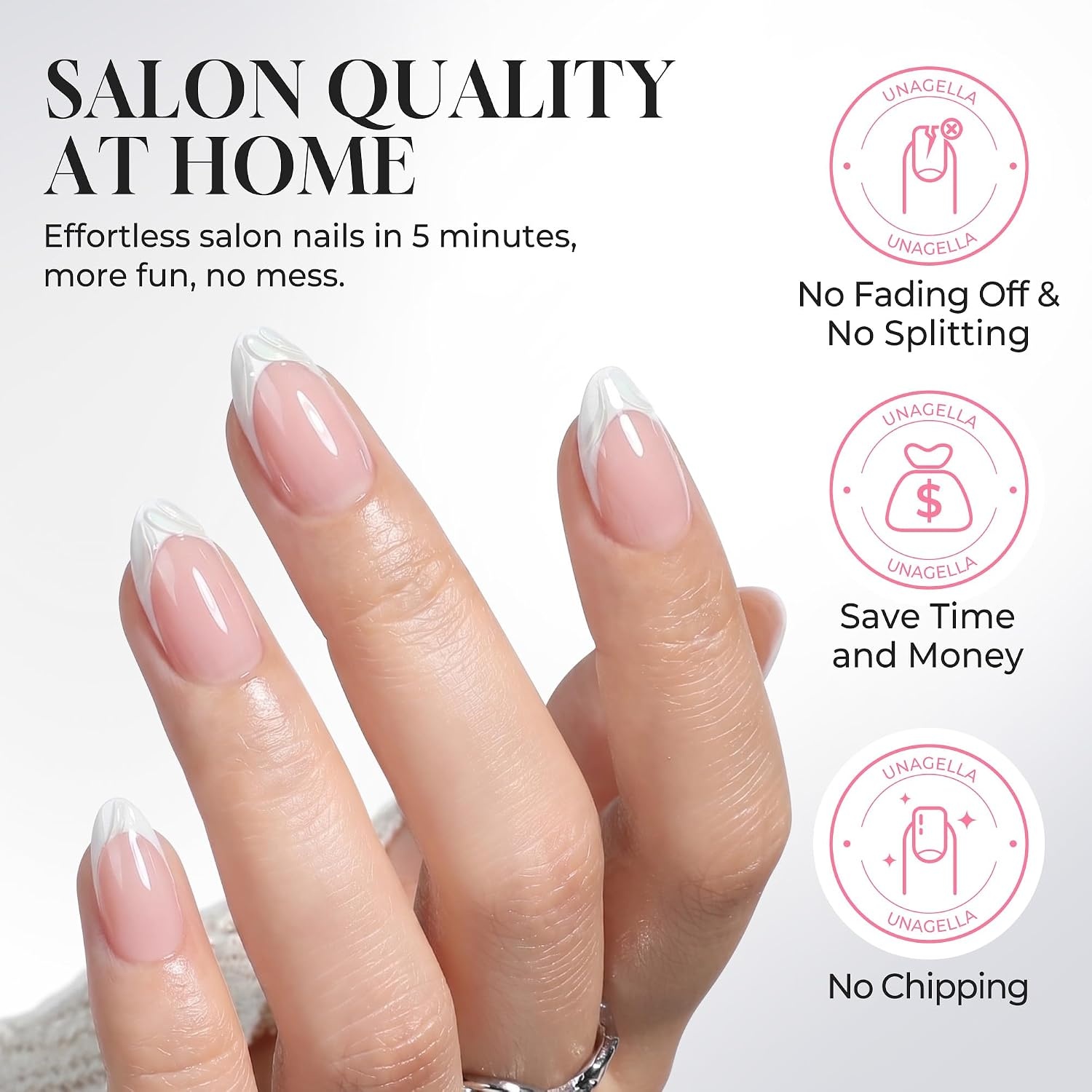 image:imageUNA GELLA Almond Press On Nails 32Pcs 16 Sizes Pastel Lilac Lavender Fake Nails with Glue and Adhesive Tabs Opaque Reusable Glue On Nails Kit for Women ManicureVanilla Swirl