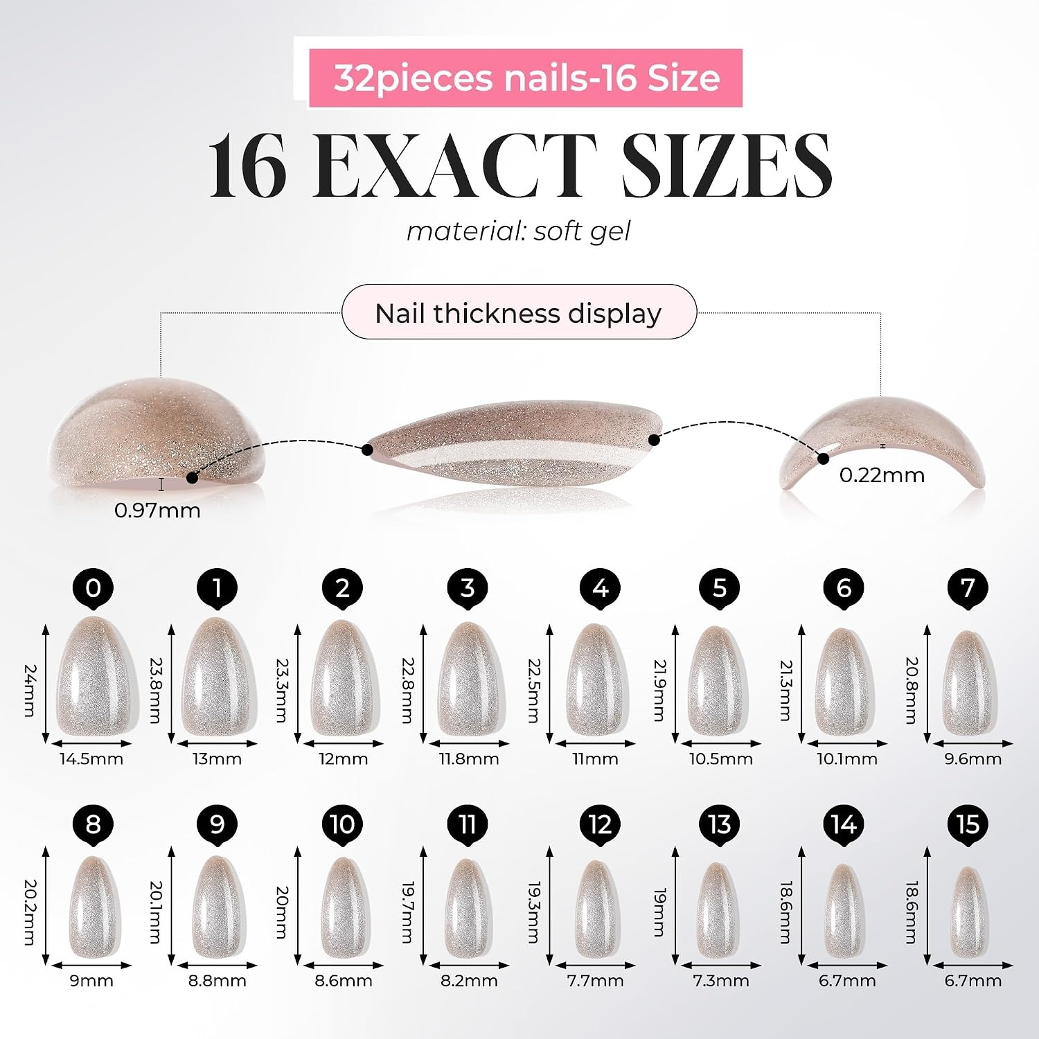 image:imageUNA GELLA Almond Press On Nails 32Pcs 16 Sizes Pastel Lilac Lavender Fake Nails with Glue and Adhesive Tabs Opaque Reusable Glue On Nails Kit for Women ManicureSilver Galaxy