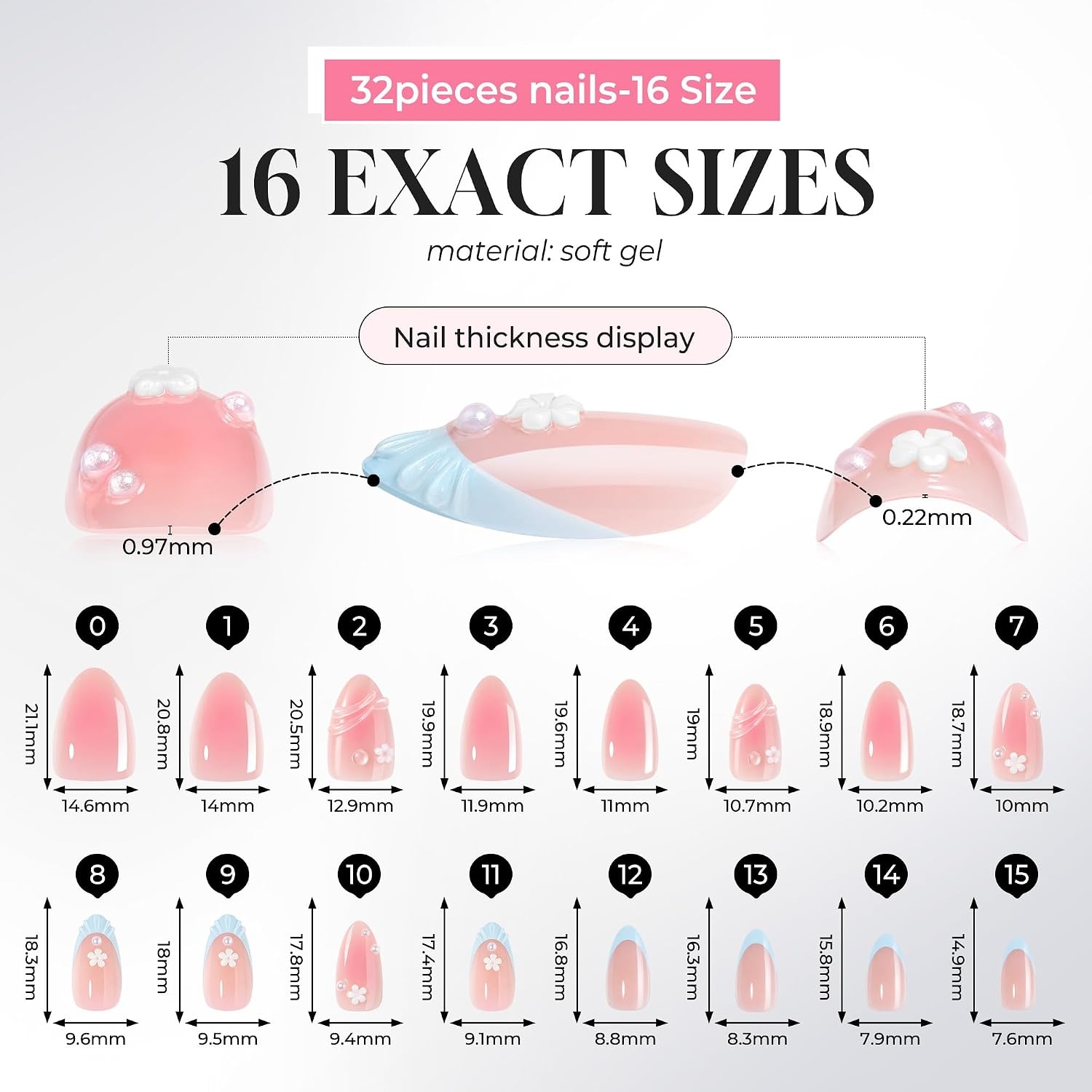image:imageUNA GELLA Almond Press On Nails 32Pcs 16 Sizes Pastel Lilac Lavender Fake Nails with Glue and Adhesive Tabs Opaque Reusable Glue On Nails Kit for Women ManicureCoquette Bluebell