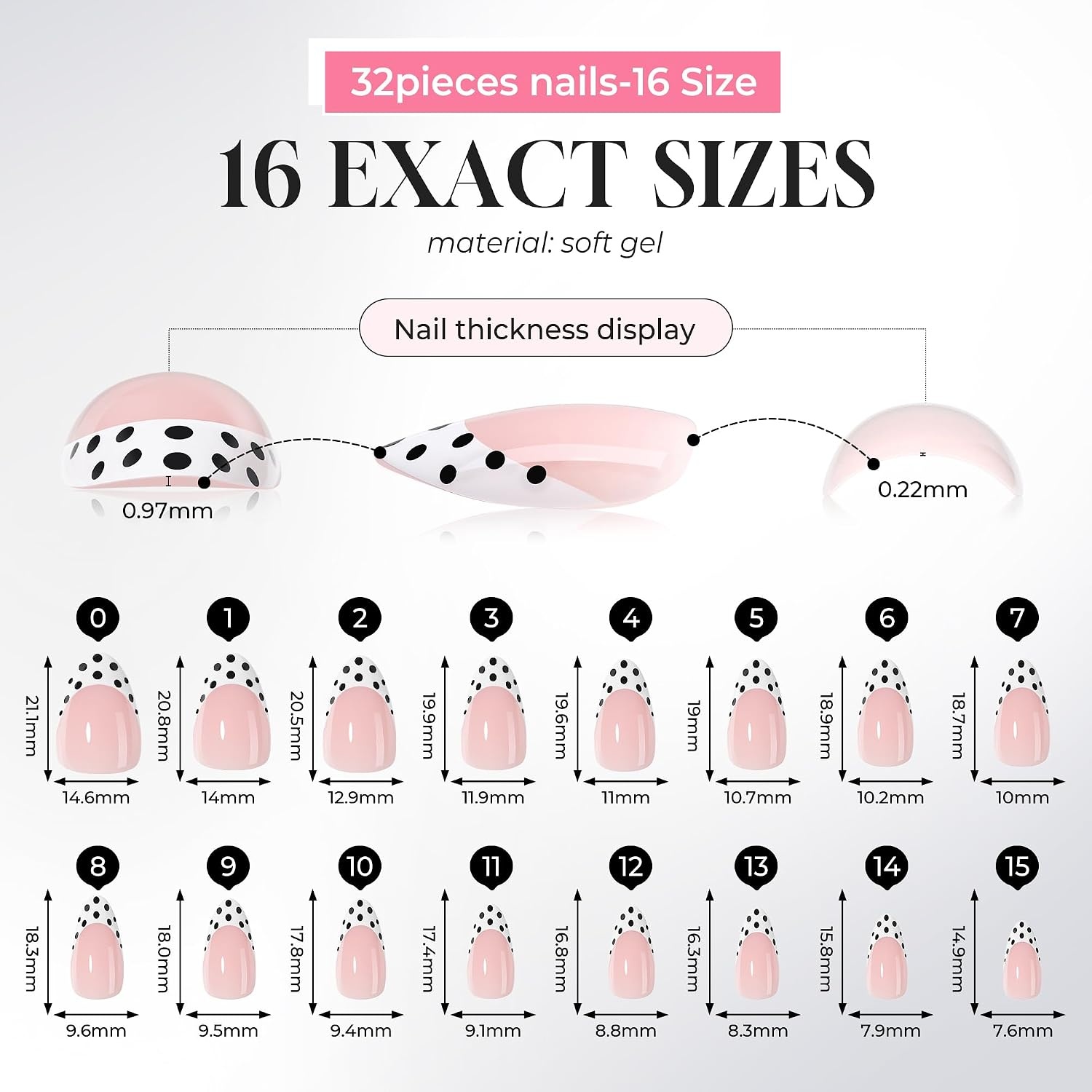 image:imageUNA GELLA Almond Press On Nails 32Pcs 16 Sizes Pastel Lilac Lavender Fake Nails with Glue and Adhesive Tabs Opaque Reusable Glue On Nails Kit for Women ManicureParisian Dot Muse