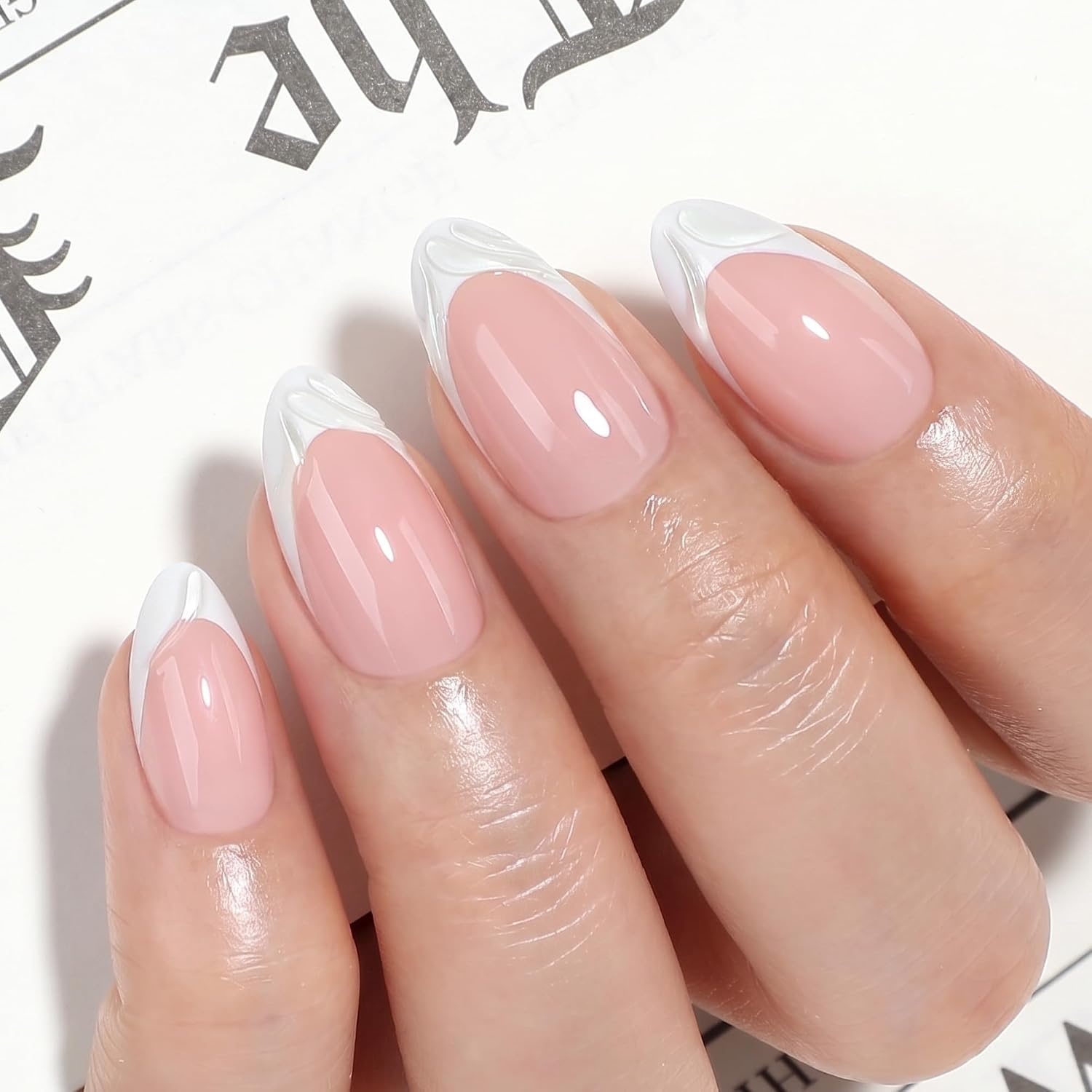 image:imageUNA GELLA Almond Press On Nails 32Pcs 16 Sizes Pastel Lilac Lavender Fake Nails with Glue and Adhesive Tabs Opaque Reusable Glue On Nails Kit for Women ManicureVanilla Swirl