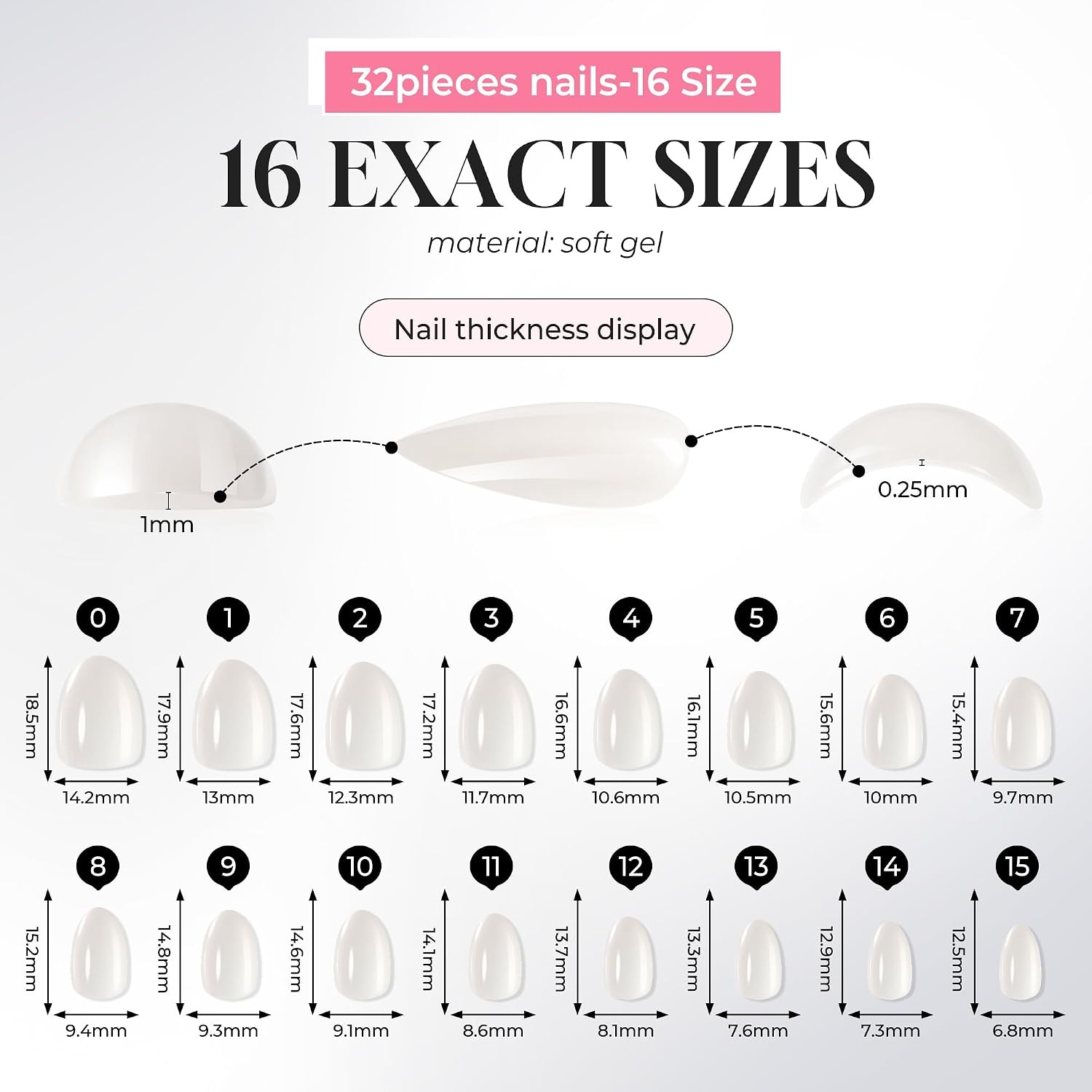 image:imageUNA GELLA Almond Press On Nails 32Pcs 16 Sizes Pastel Lilac Lavender Fake Nails with Glue and Adhesive Tabs Opaque Reusable Glue On Nails Kit for Women ManicureMilky Jelly Muse