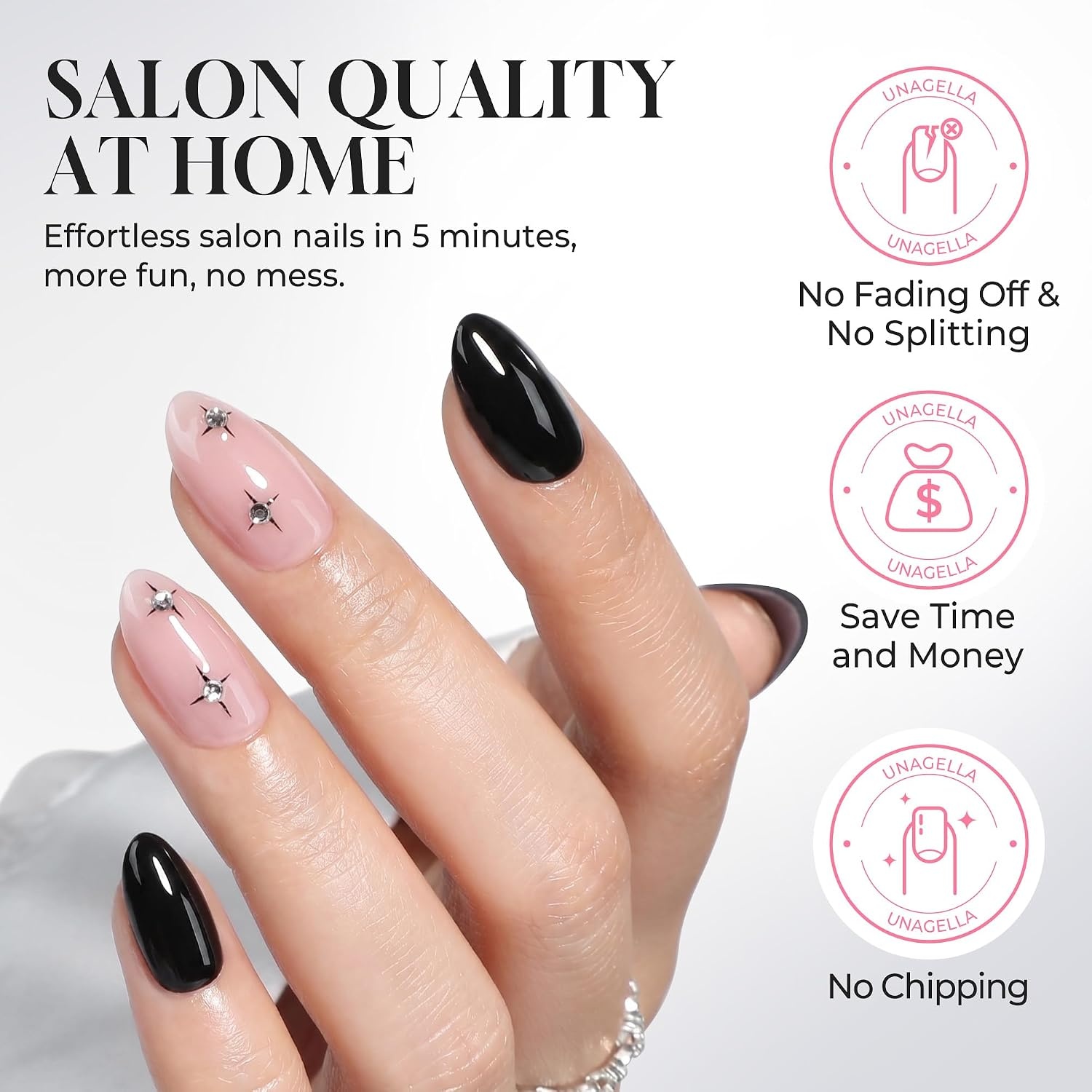 image:imageUNA GELLA Almond Press On Nails 32Pcs 16 Sizes Pastel Lilac Lavender Fake Nails with Glue and Adhesive Tabs Opaque Reusable Glue On Nails Kit for Women ManicureY2K Starburst