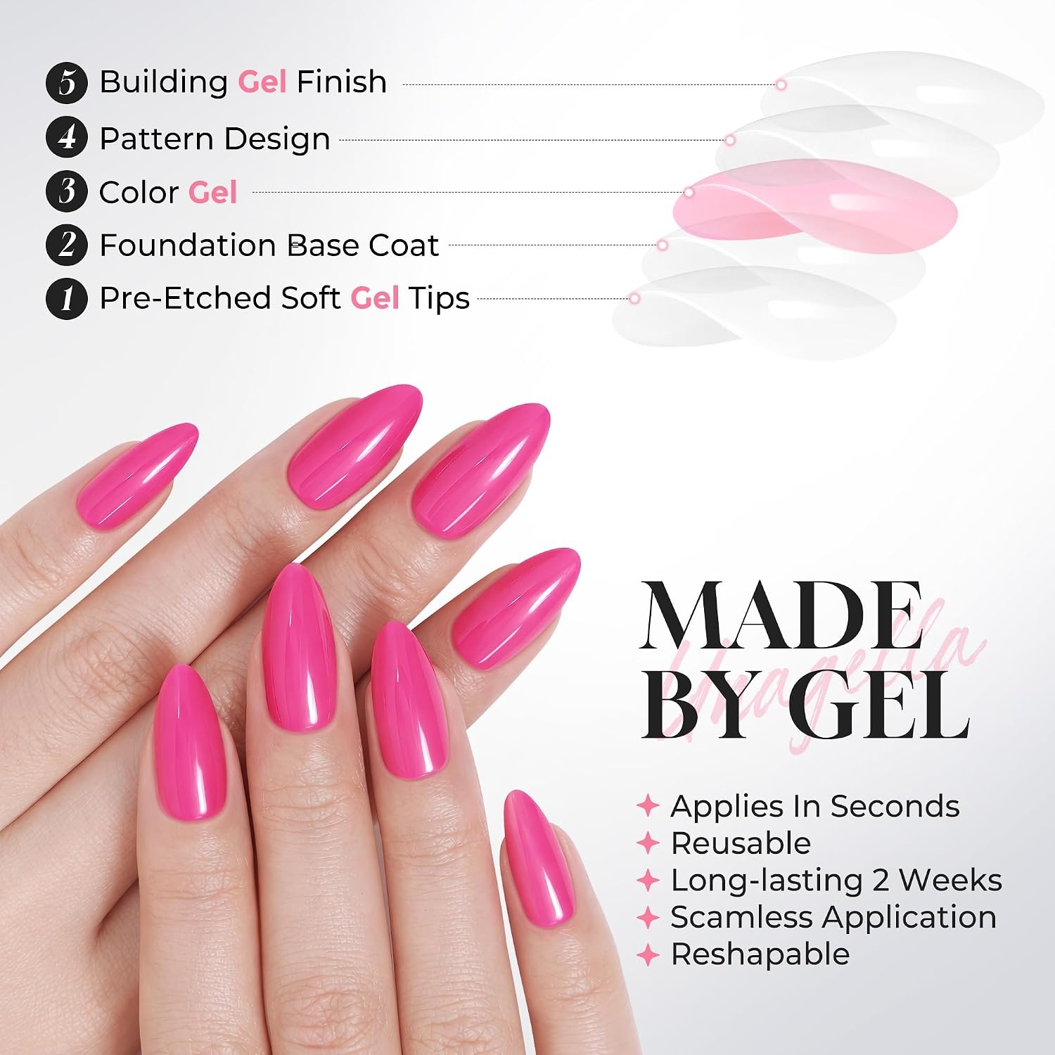image:imageUNA GELLA Almond Press On Nails 32Pcs 16 Sizes Pastel Lilac Lavender Fake Nails with Glue and Adhesive Tabs Opaque Reusable Glue On Nails Kit for Women ManicureBarbie Glow
