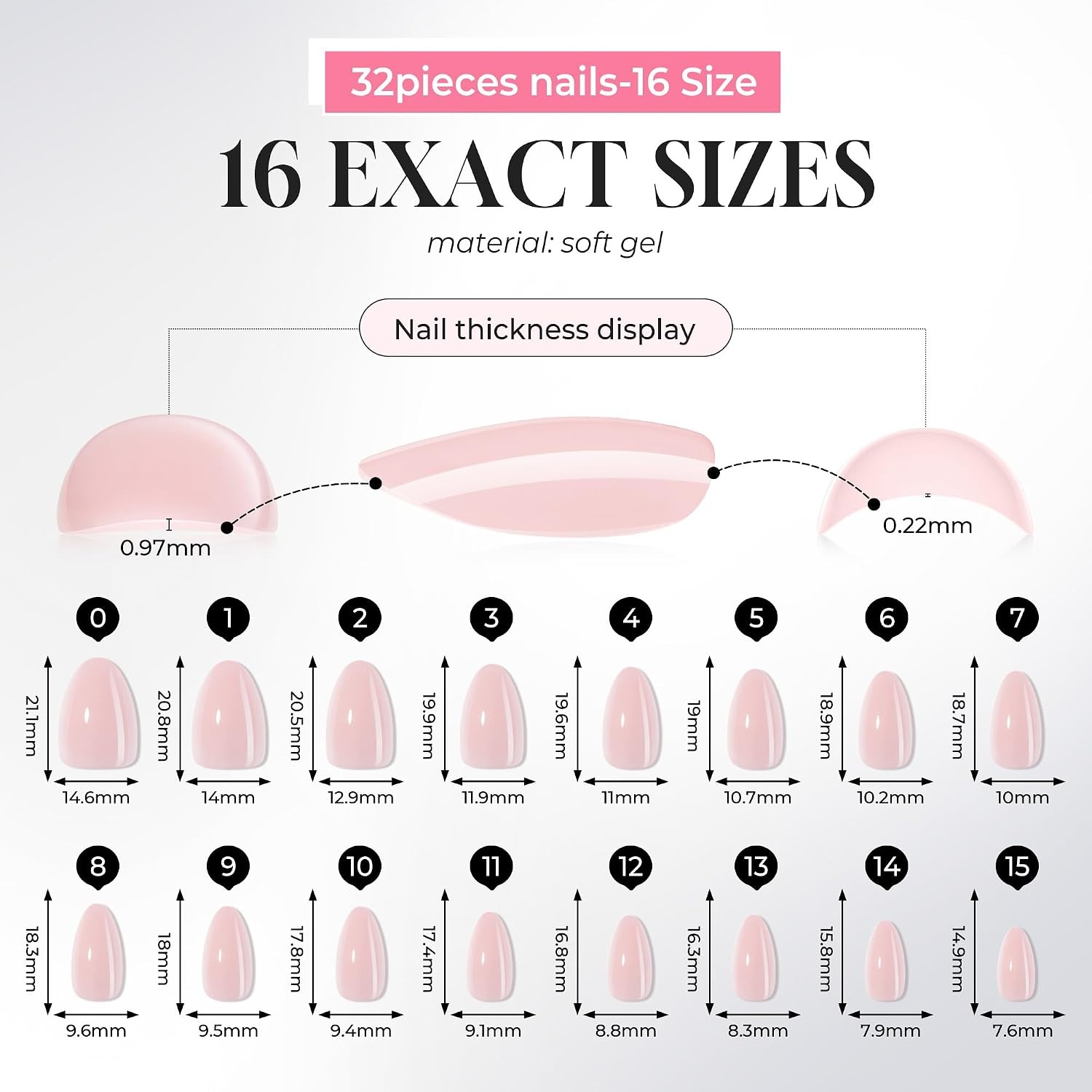 image:imageUNA GELLA Almond Press On Nails 32Pcs 16 Sizes Pastel Lilac Lavender Fake Nails with Glue and Adhesive Tabs Opaque Reusable Glue On Nails Kit for Women ManicureBalletcore Pink